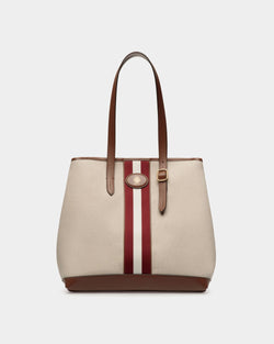 Beckett Tragetasche Aus Naturfarbenem Canvas Und Braunem Leder