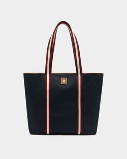 Edelbliss Tote Bag in Navy Blue Canvas with Bally Ribbon