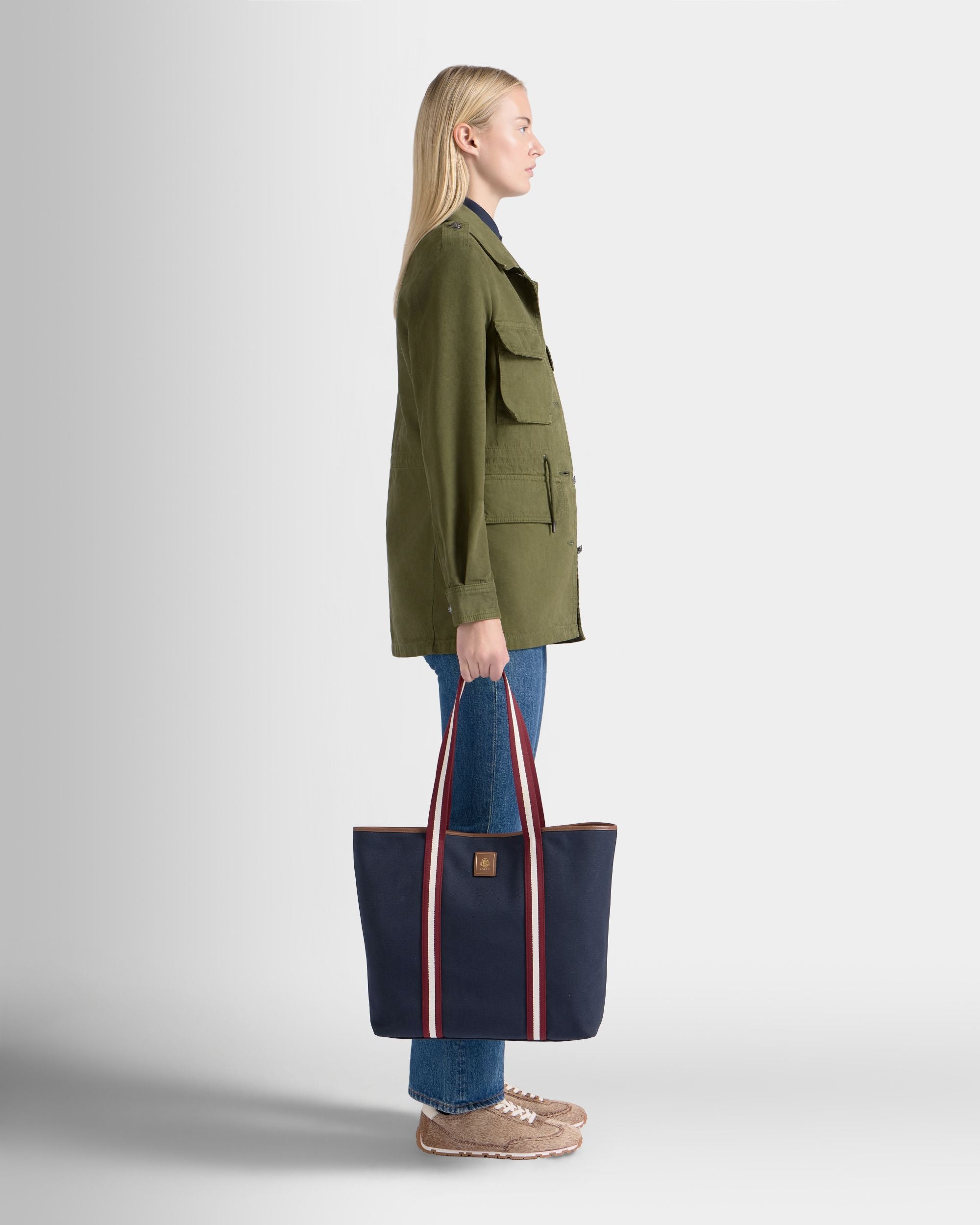 Bally Global - Edelbliss Tote Bag in Navy Blue Canvas with Bally Ribbon - Blue