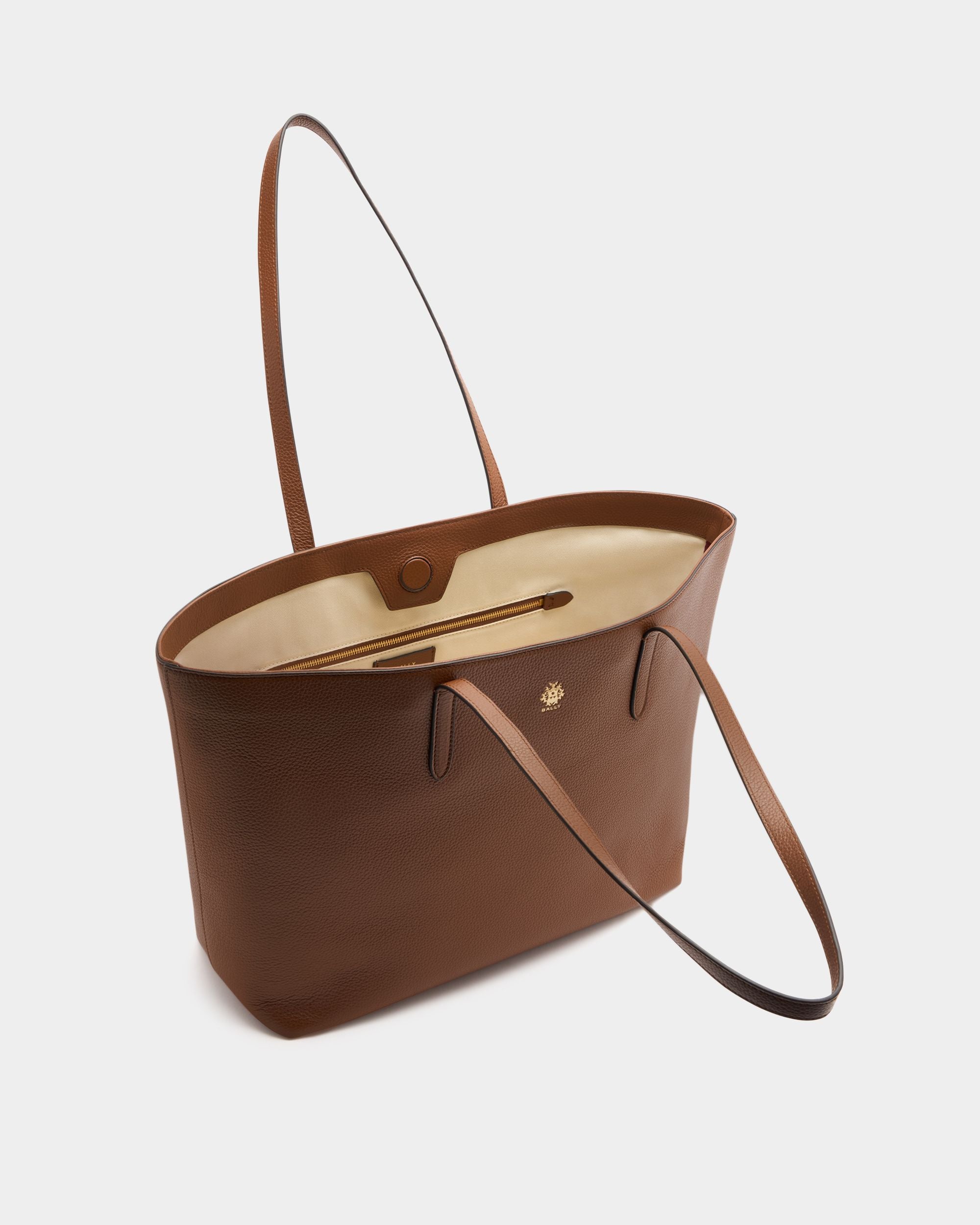 Bally Global - Hera Tote Bag in Brown Grained Leather - Brown