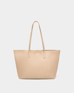Hera Tote Bag in Beige Grained Leather