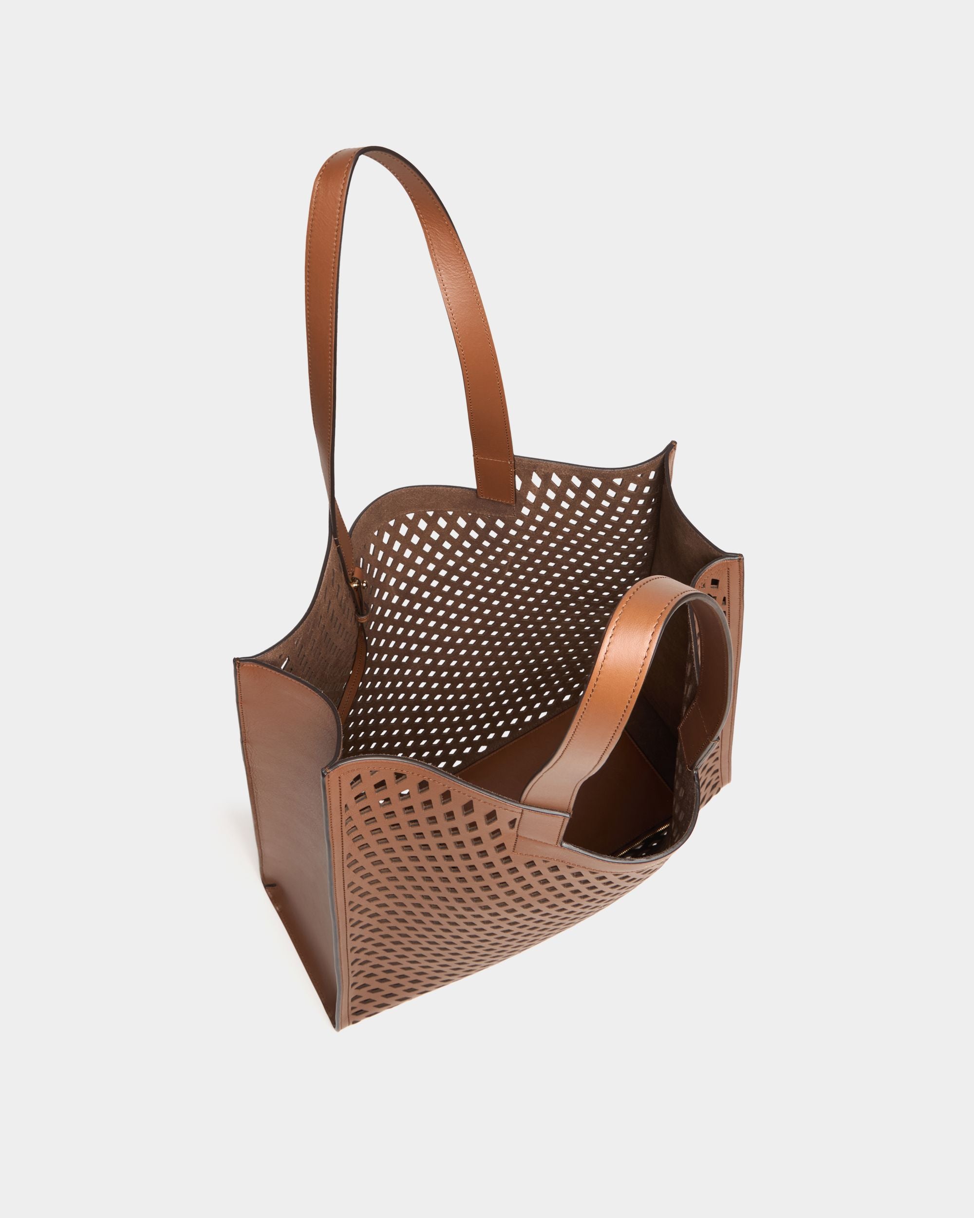 Bally Global - Easy Bally Tote Bag in Brown Laser-Cut Leather - Brown