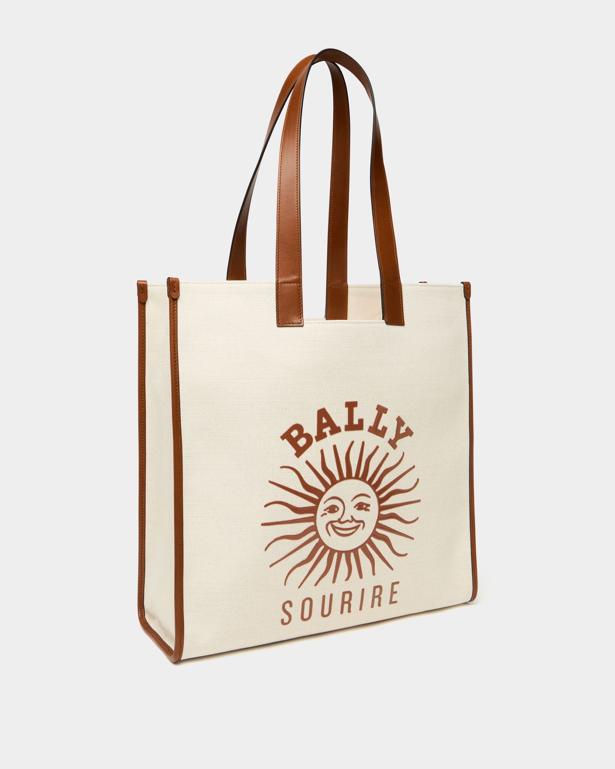 Bally Global - Tote Bag Easy Bally In Tela Di Cotone Naturale - Bianco