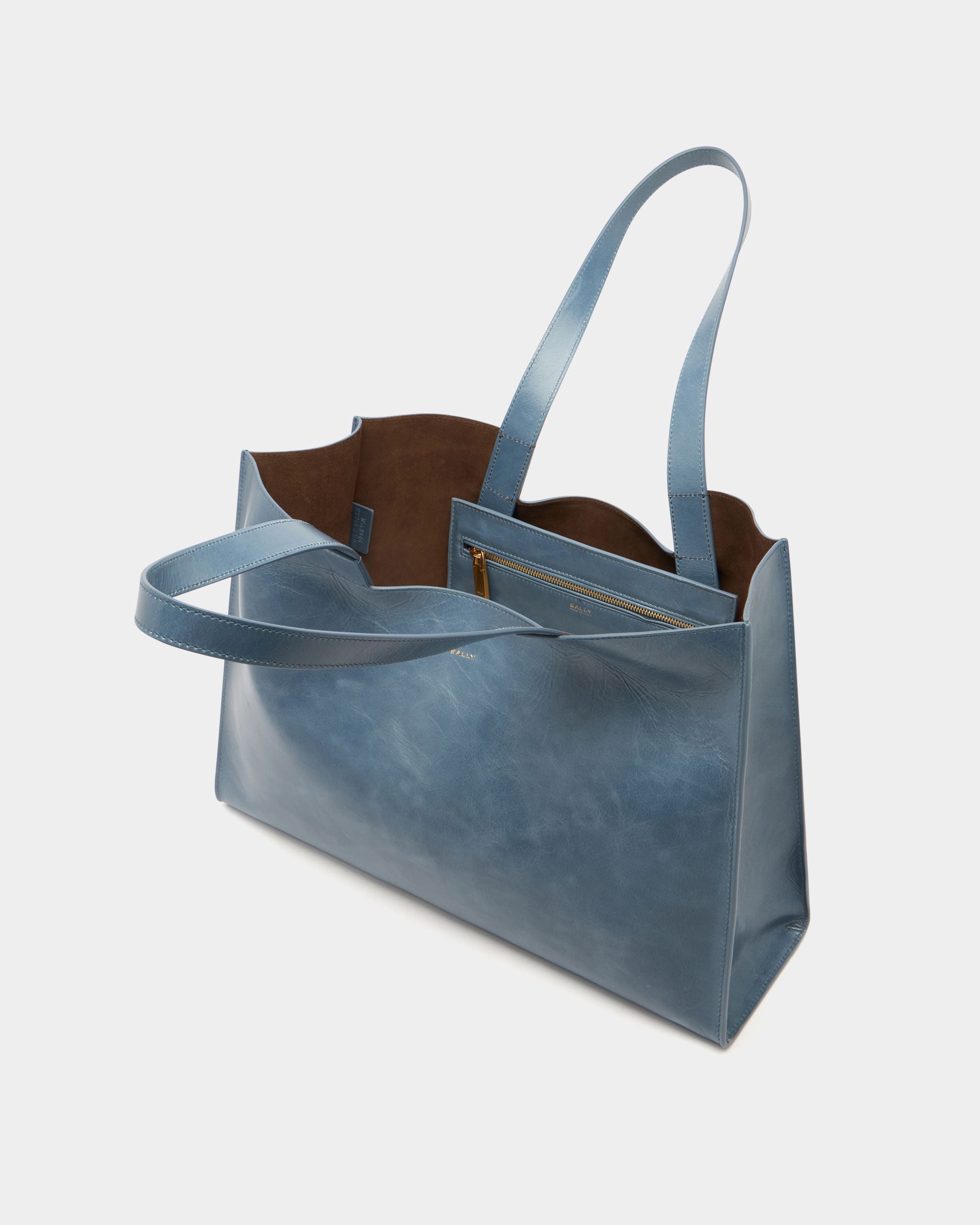 Bally Global - Easy Bally Tote Bag in Light Blue Leather - Blue