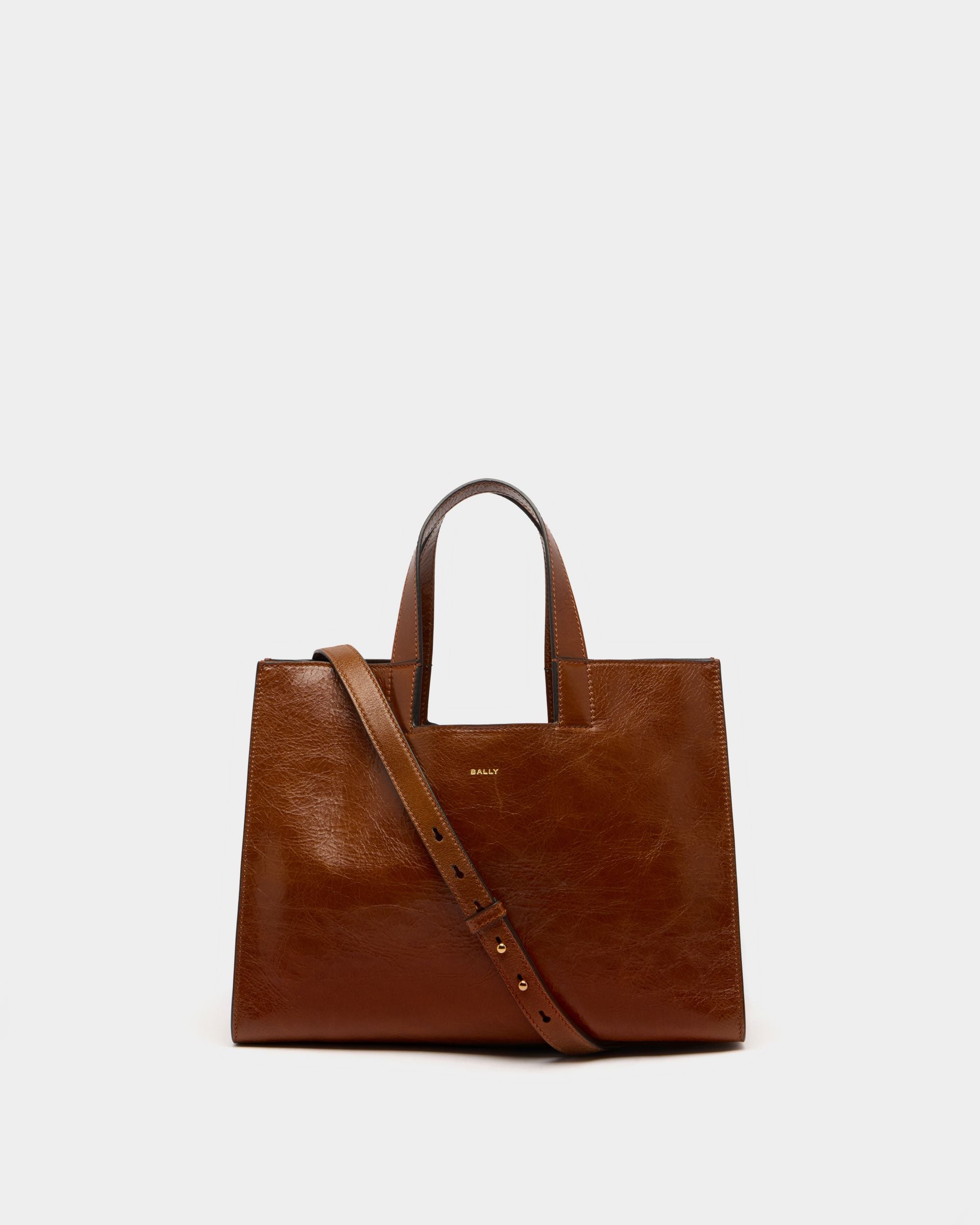Bally Global - Easy Bally Tote Bag in Amber Brown Leather - Brown
