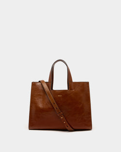 Easy Bally Tote Bag in Amber Brown Leather