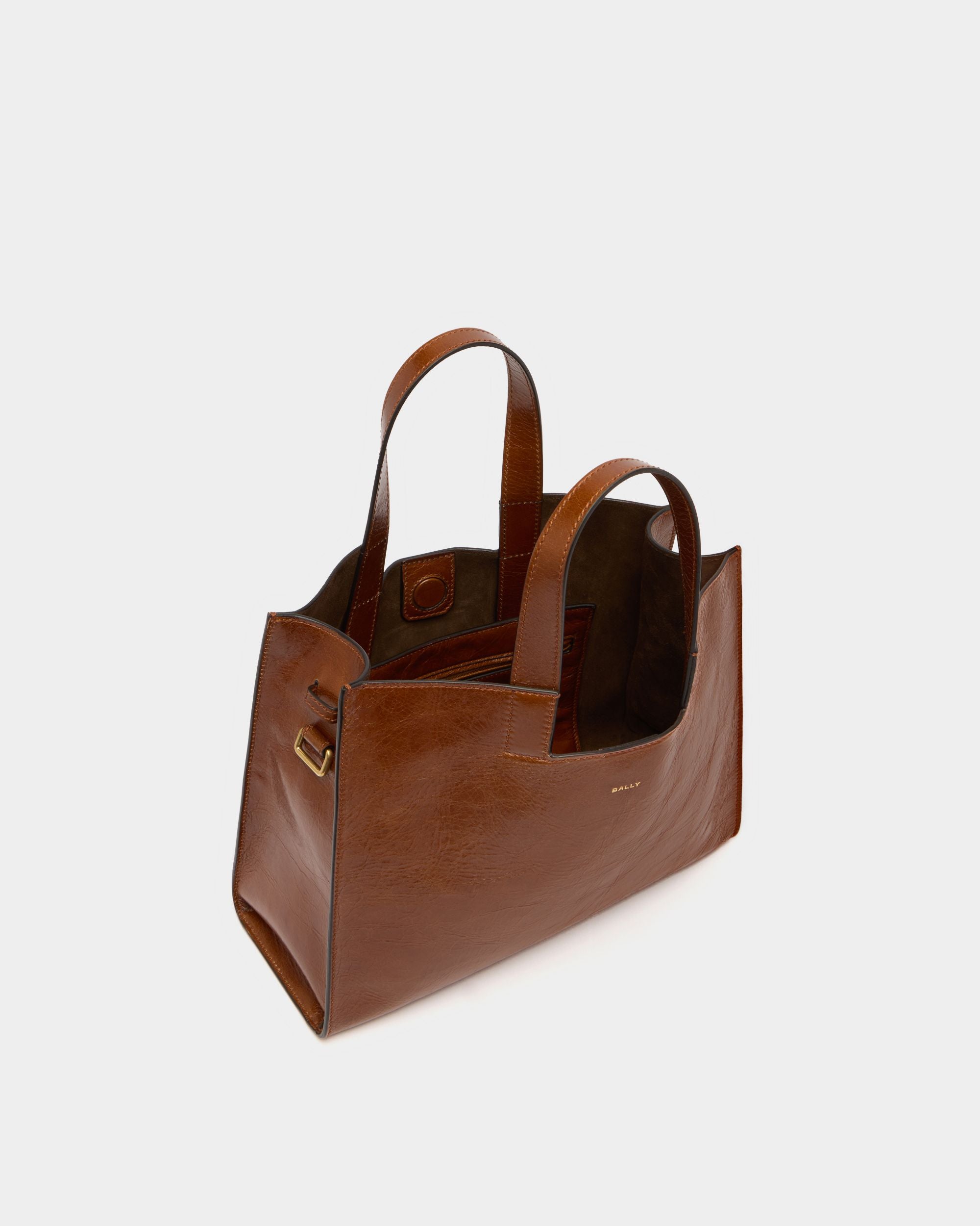 Bally Global - Easy Bally Tote Bag in Amber Brown Leather - Brown
