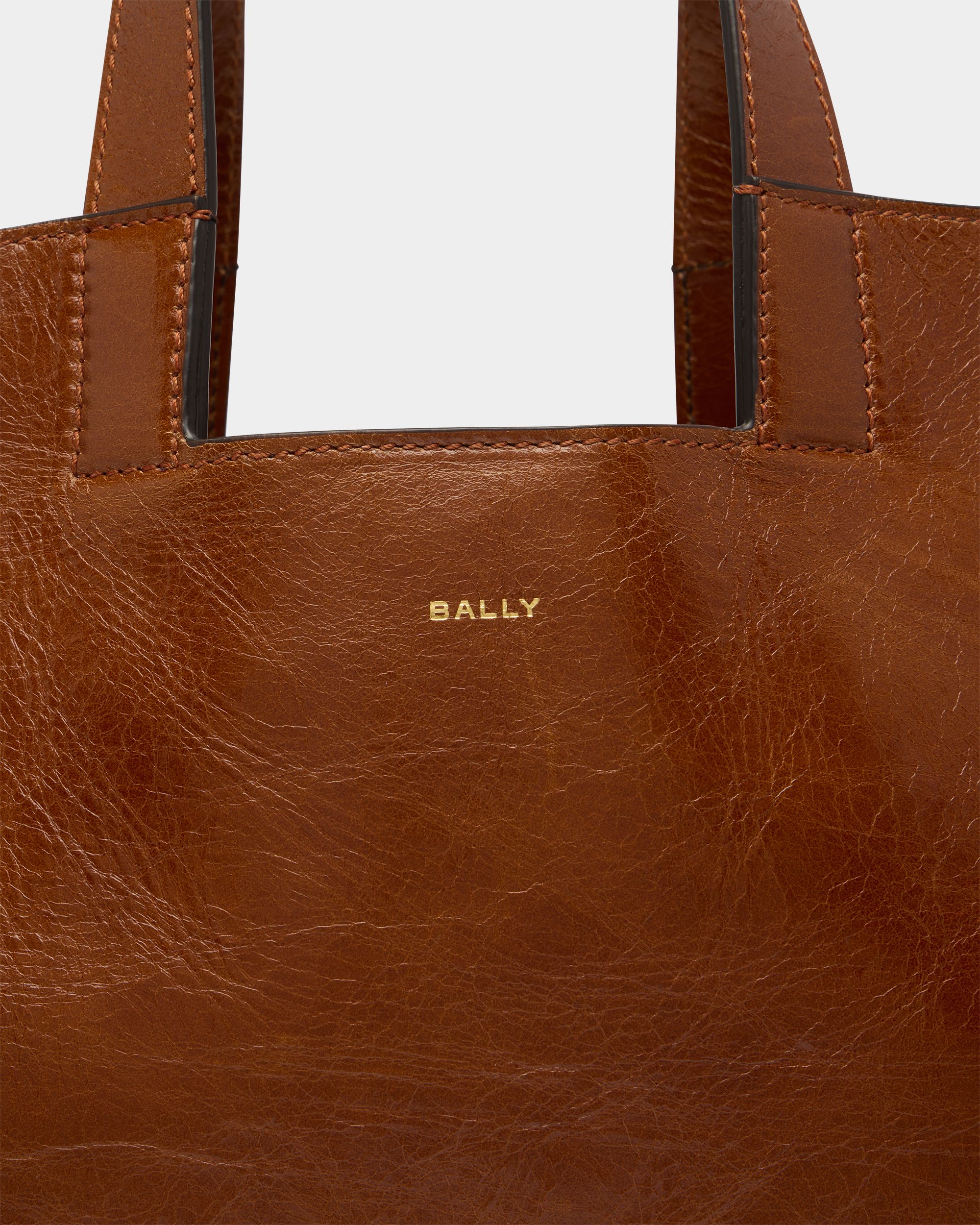 Bally Global - Easy Bally Tote Bag in Amber Brown Leather - Brown