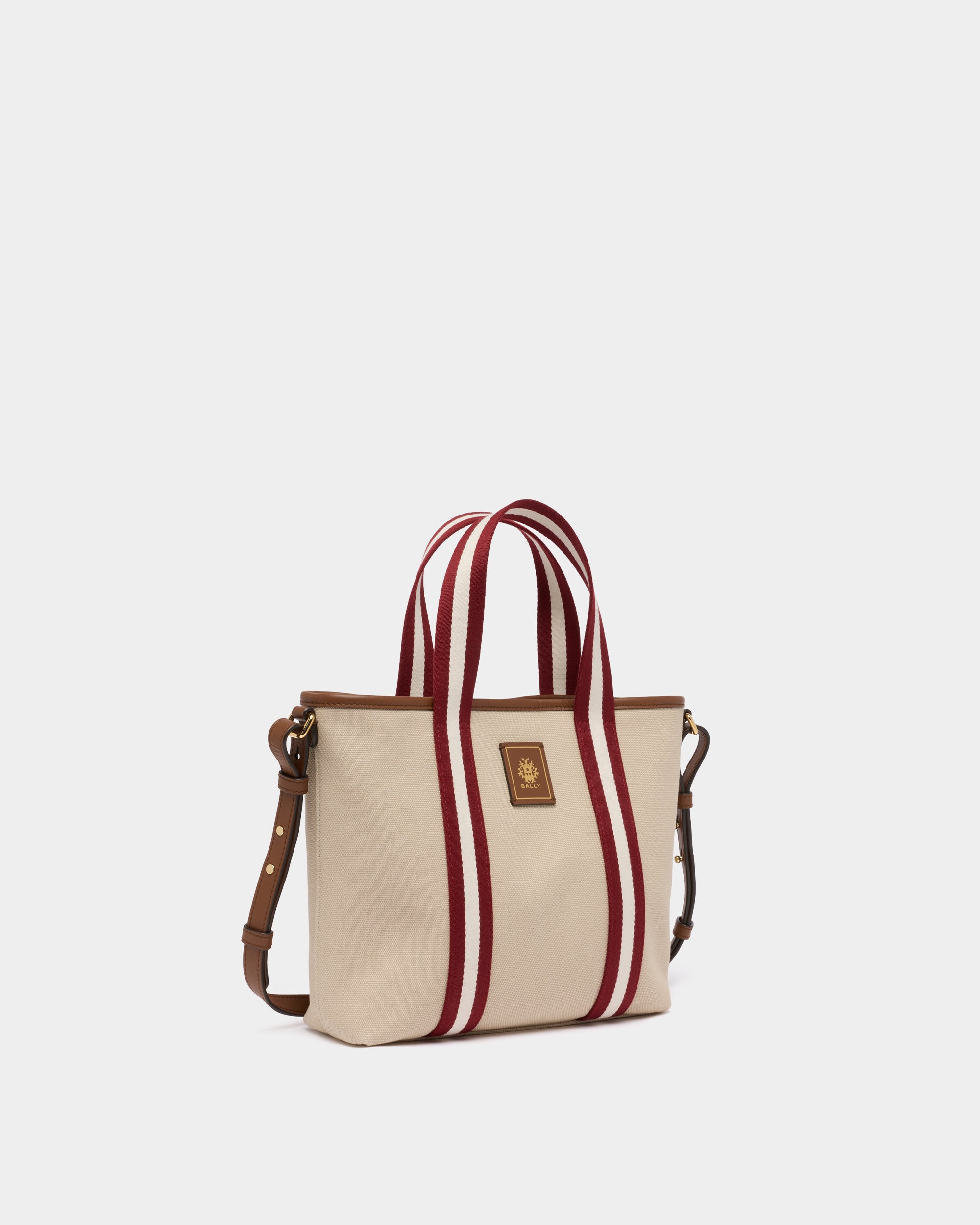 Bally Global - Edelbliss Tote Bag aus Canvas in Ivory mit Bally-Ribbon-Detail - White