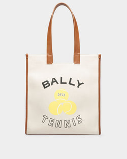 Tennis Collection Tote Bag in Ivory Cotton Canvas
