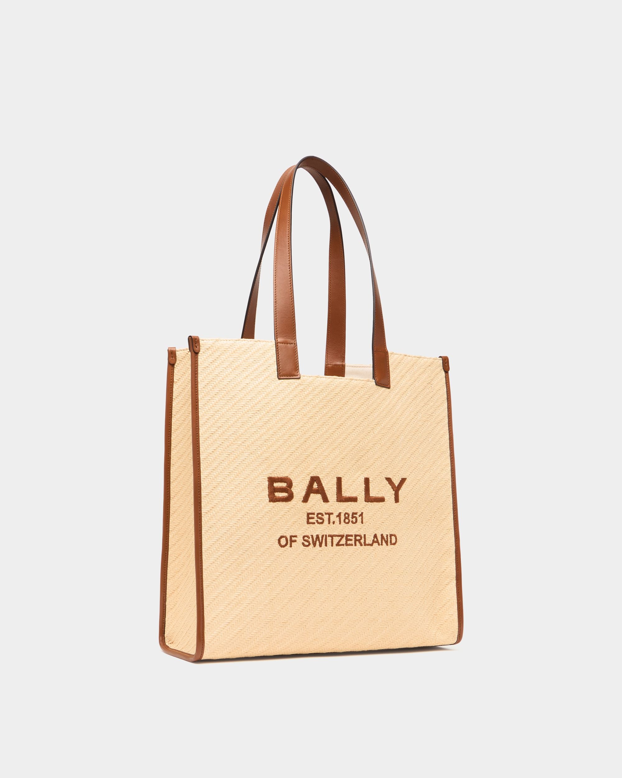 Bally Global - La Plage Tragetasche aus Stoff in Beige mit Bast-Effekt - Beige