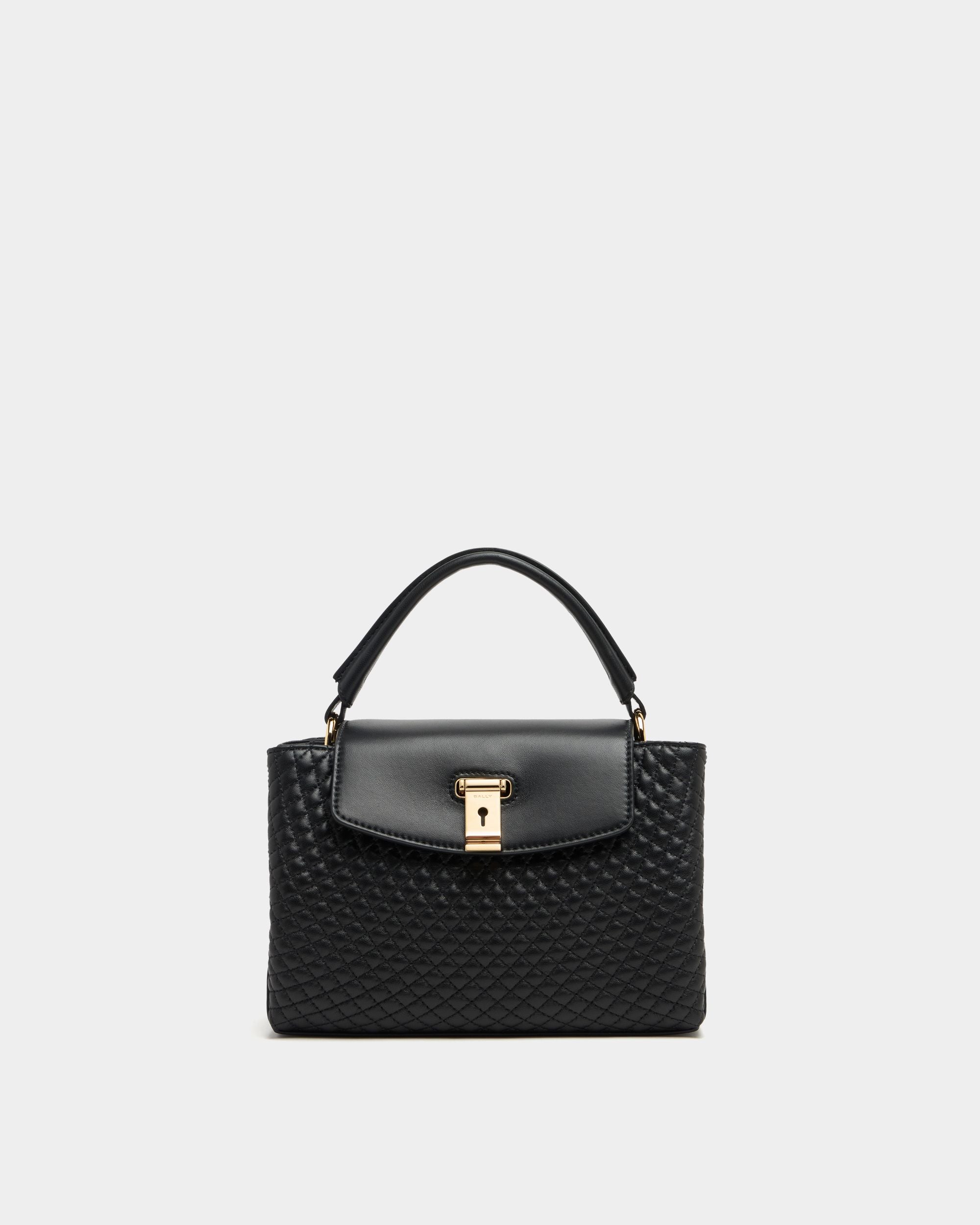 Bally Global - Kleine Henkeltasche Lock Me aus schwarzem, gestepptem Leder - Black