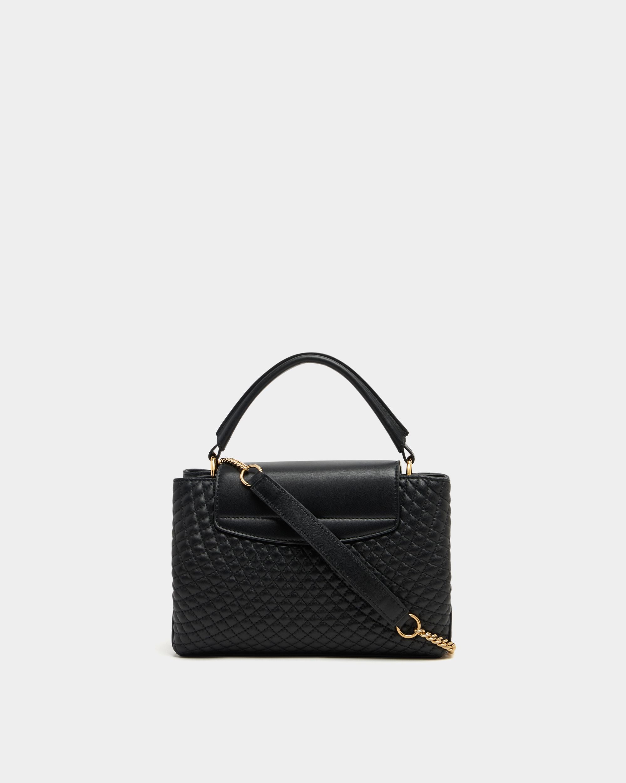 Bally Global - Kleine Henkeltasche Lock Me aus schwarzem, gestepptem Leder - Black