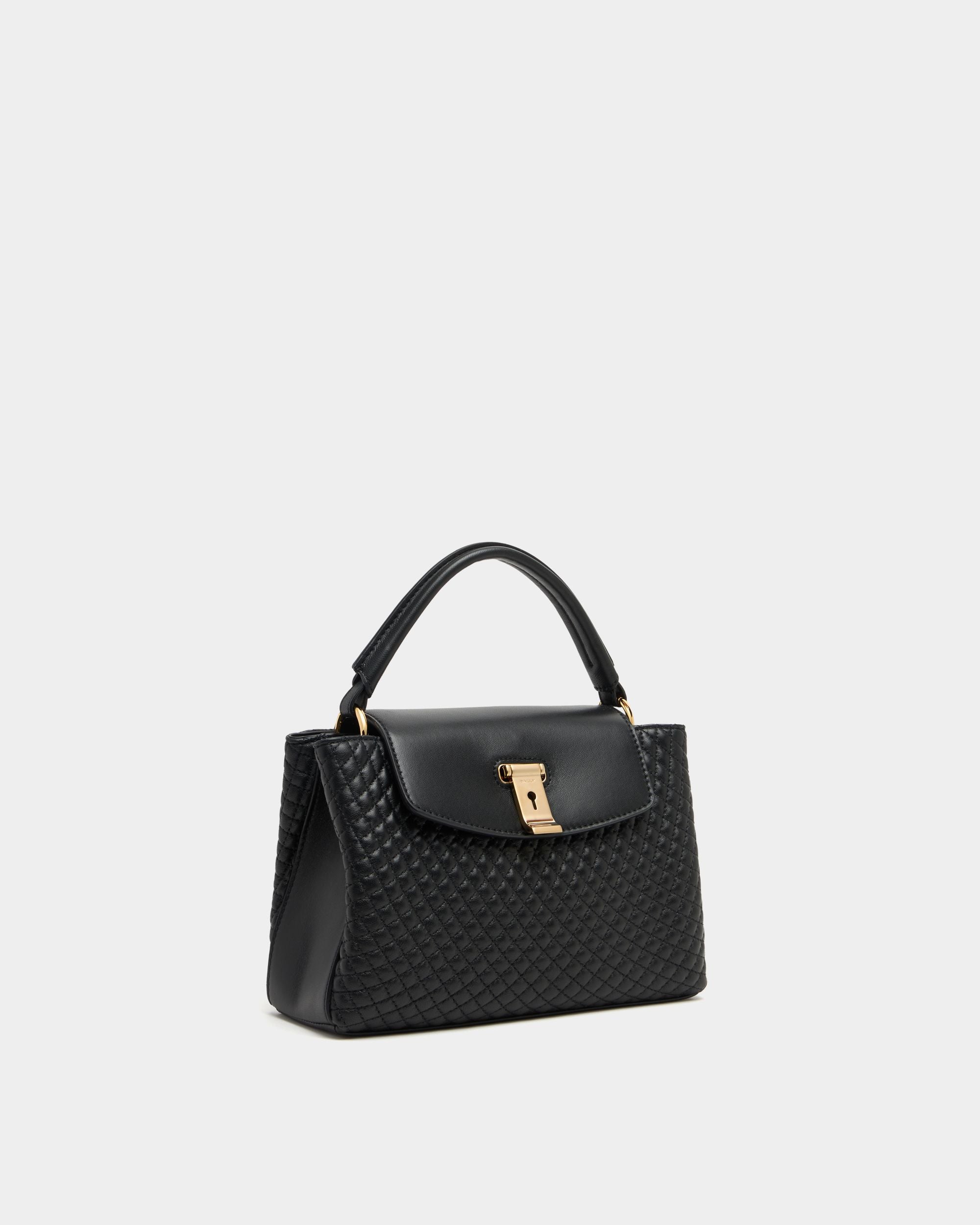 Bally Global - Kleine Henkeltasche Lock Me aus schwarzem, gestepptem Leder - Black