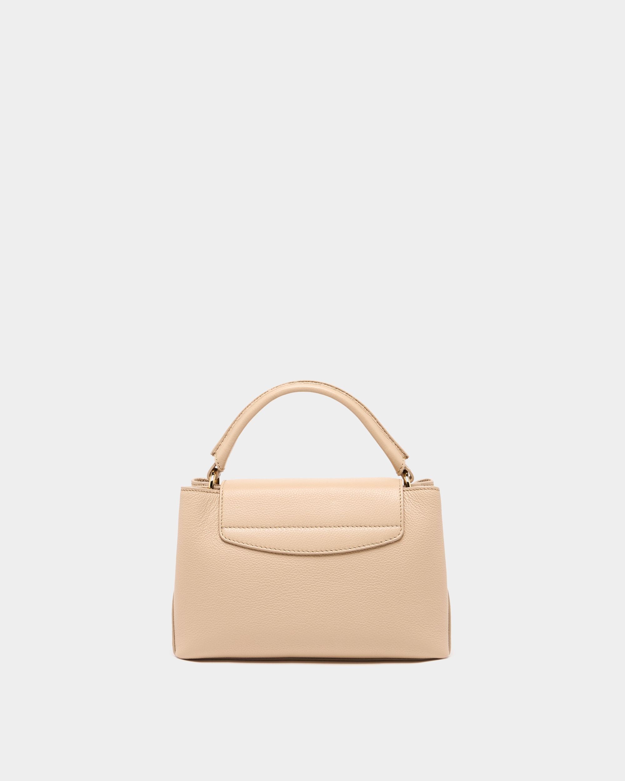 Bally Global - Lock Me Small Top Handle Bag In Light Beige Grained Leather - Beige