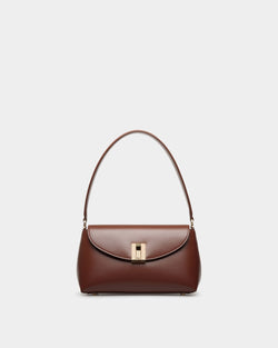 Ollam Small Top Handle Bag In Brown Leather