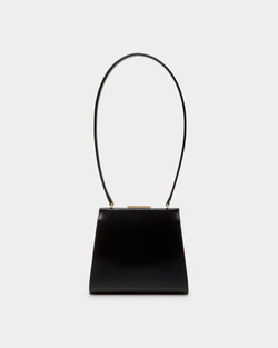 Deco Shoulder Bag in Black Brushed Leather