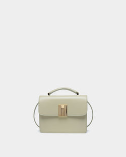 Ollam Mini Top Handle Bag in Antique White Brushed Leather