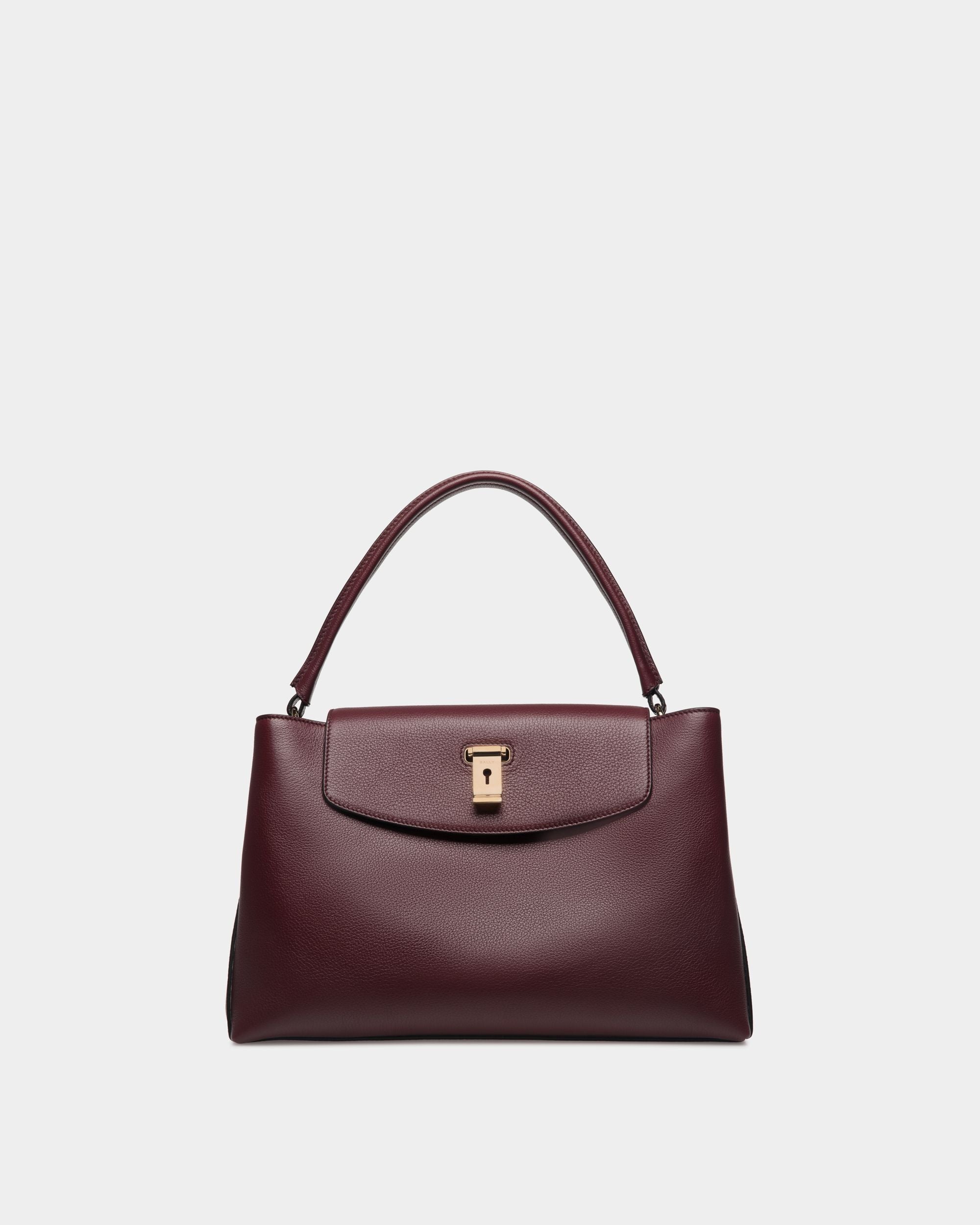 Bally Global - Lock Me Top Handle Bag In Andorra Grained Leather - Red