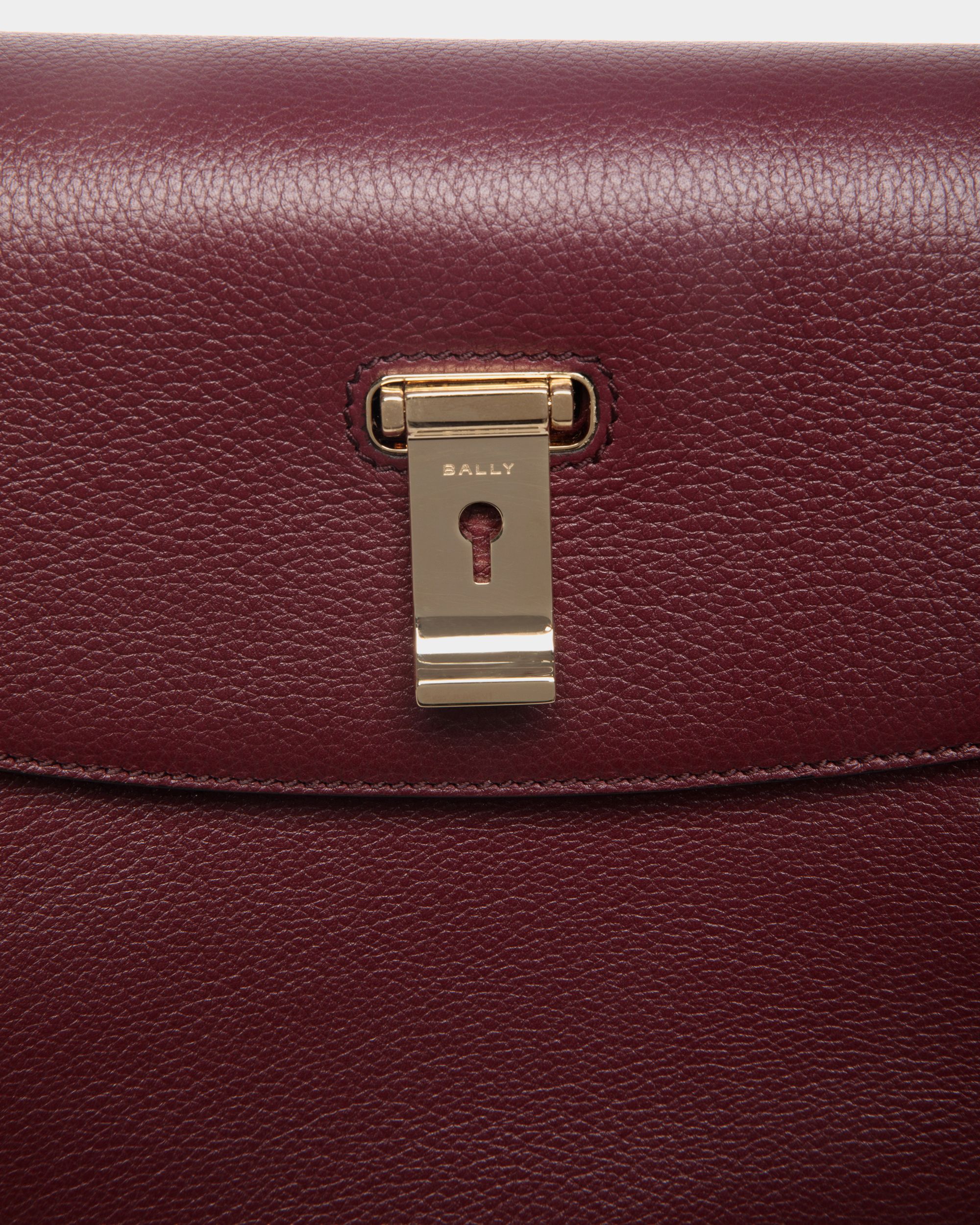 Bally Global - Lock Me Top Handle Bag In Andorra Grained Leather - Red