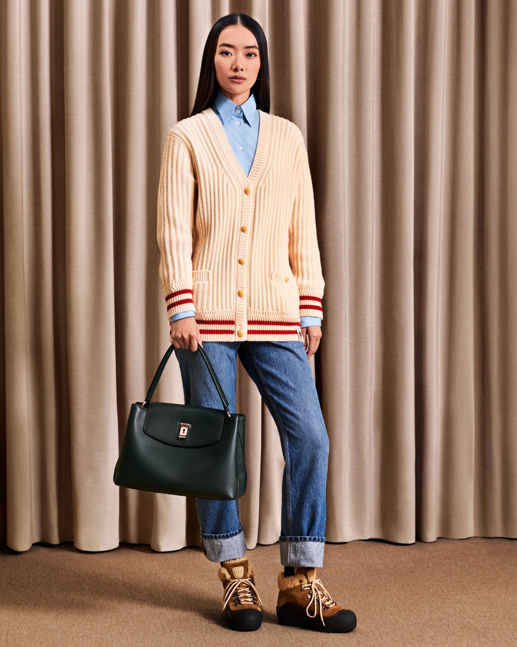 Bally Global - Bolso De Mano Lock Me De Piel Granulada Verde Mármol - Verde