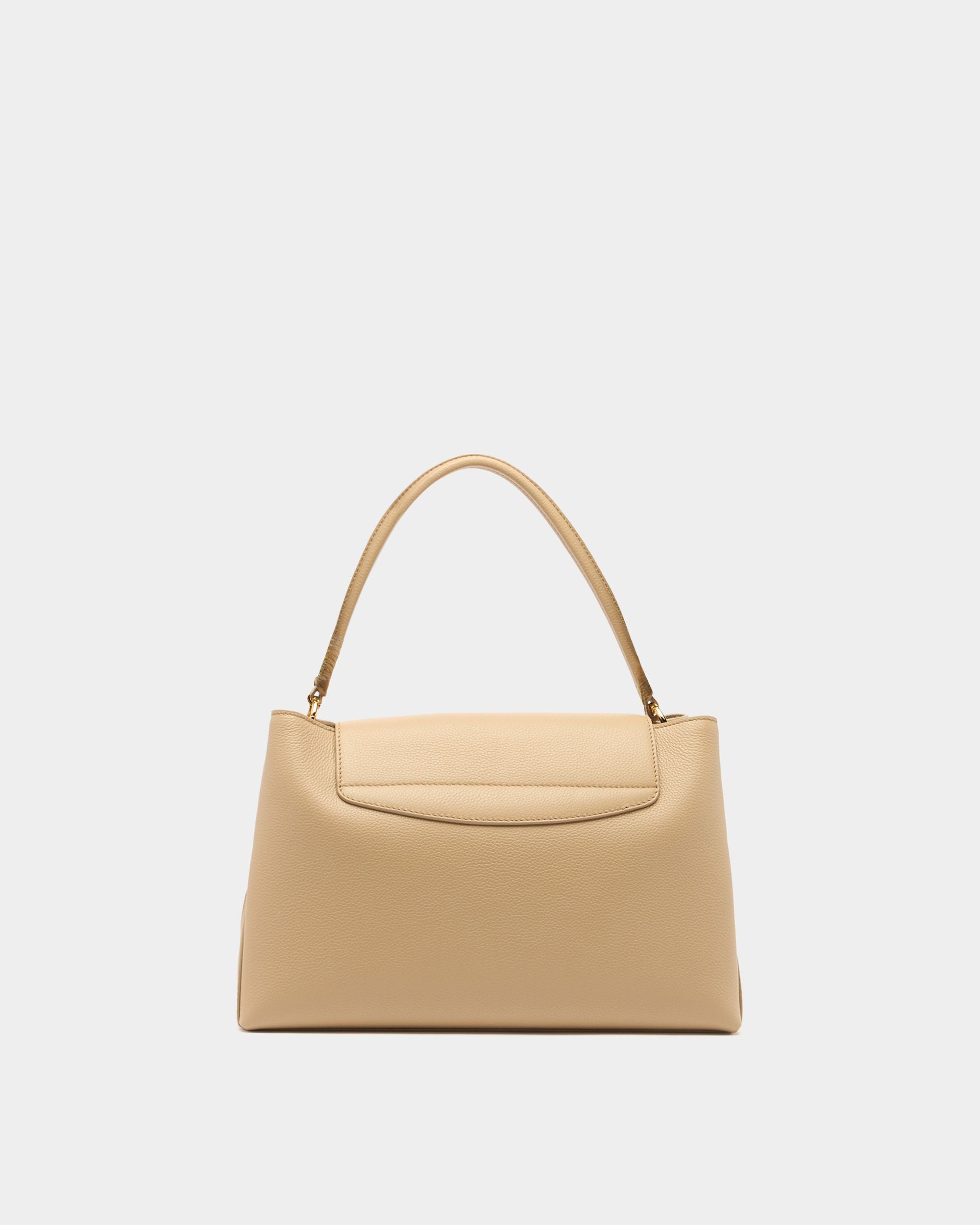 Bally Global - Lock Me Top Handle Bag in Light Beige Grained Leather - Beige