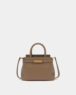 Bolso Tote Pequeño Deco De Piel Granulada Topo