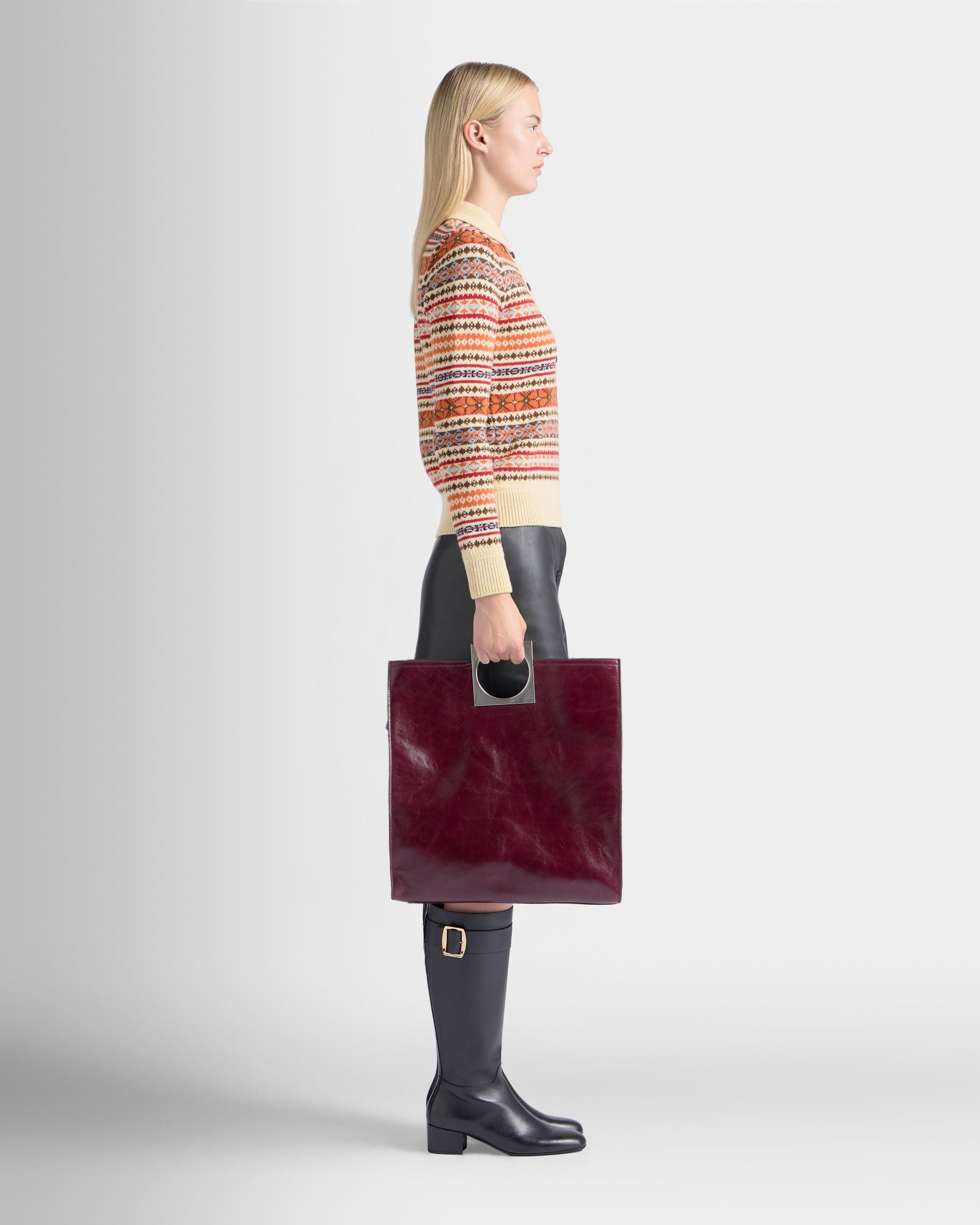Bally Global - Anni Foldable Tote in Andorra Leather - Burgundy