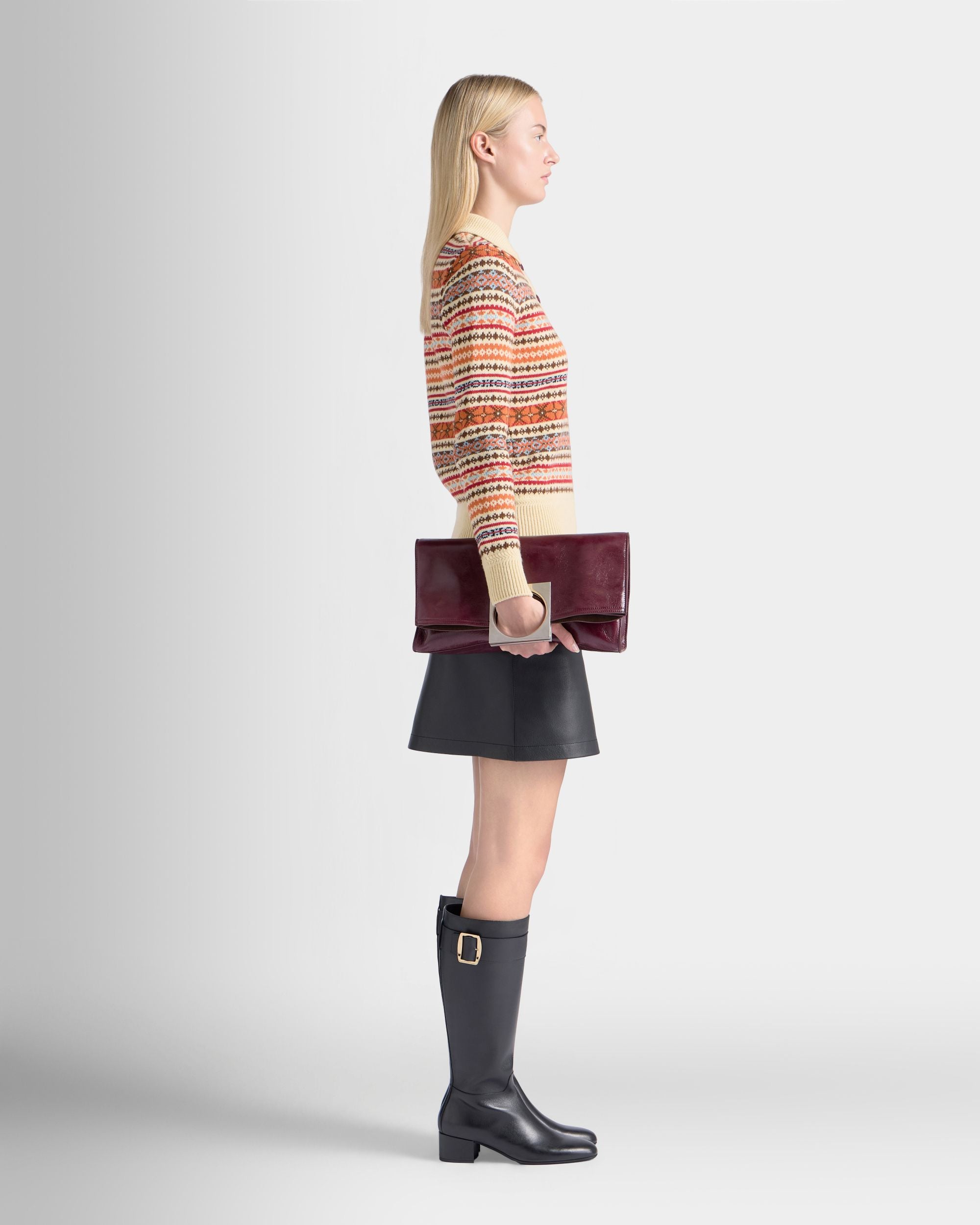 Bally Global - Anni Foldable Tote in Andorra Leather - Burgundy