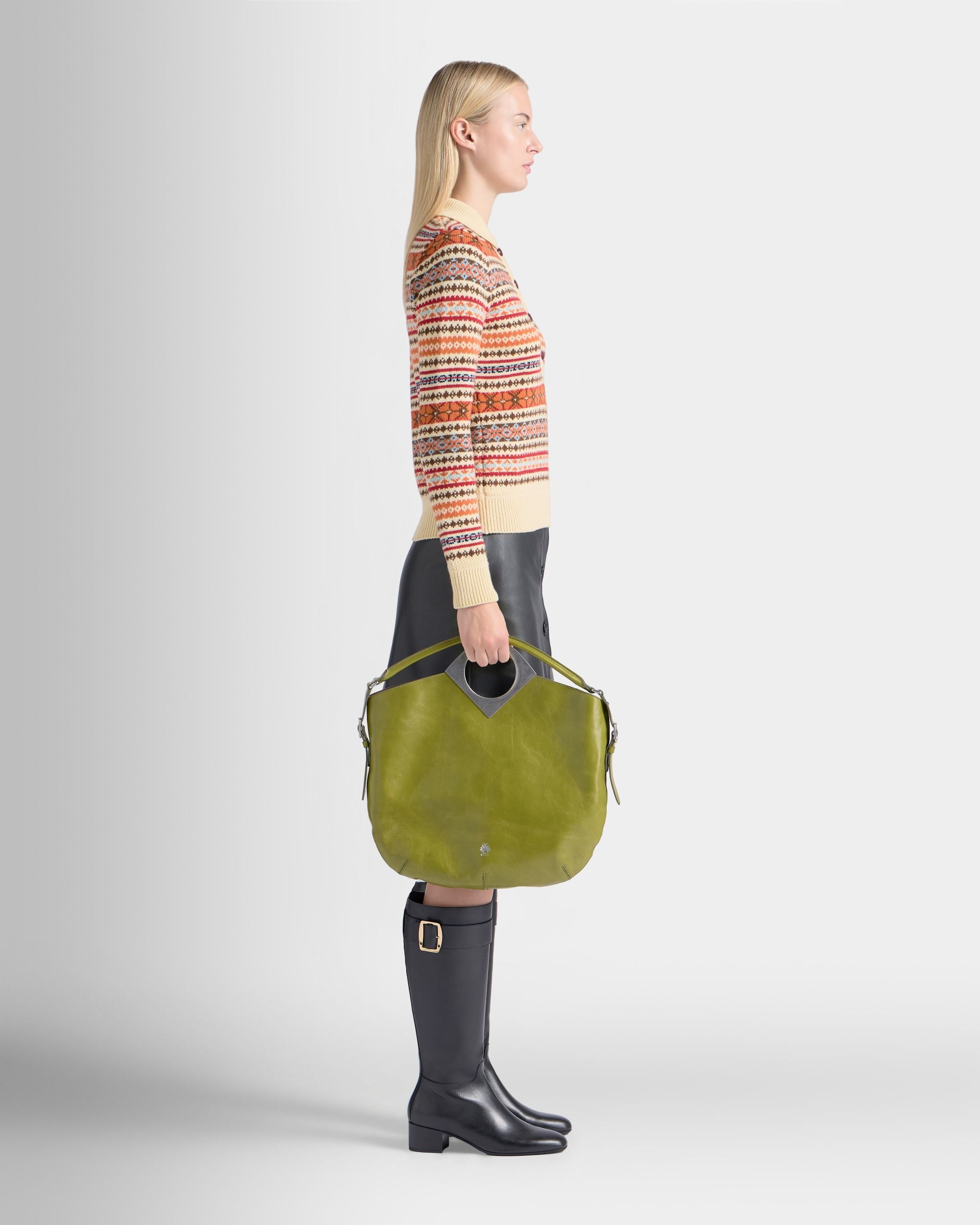 Bally Global - Anni Shoulder Bag in Matcha Green Leather - Green