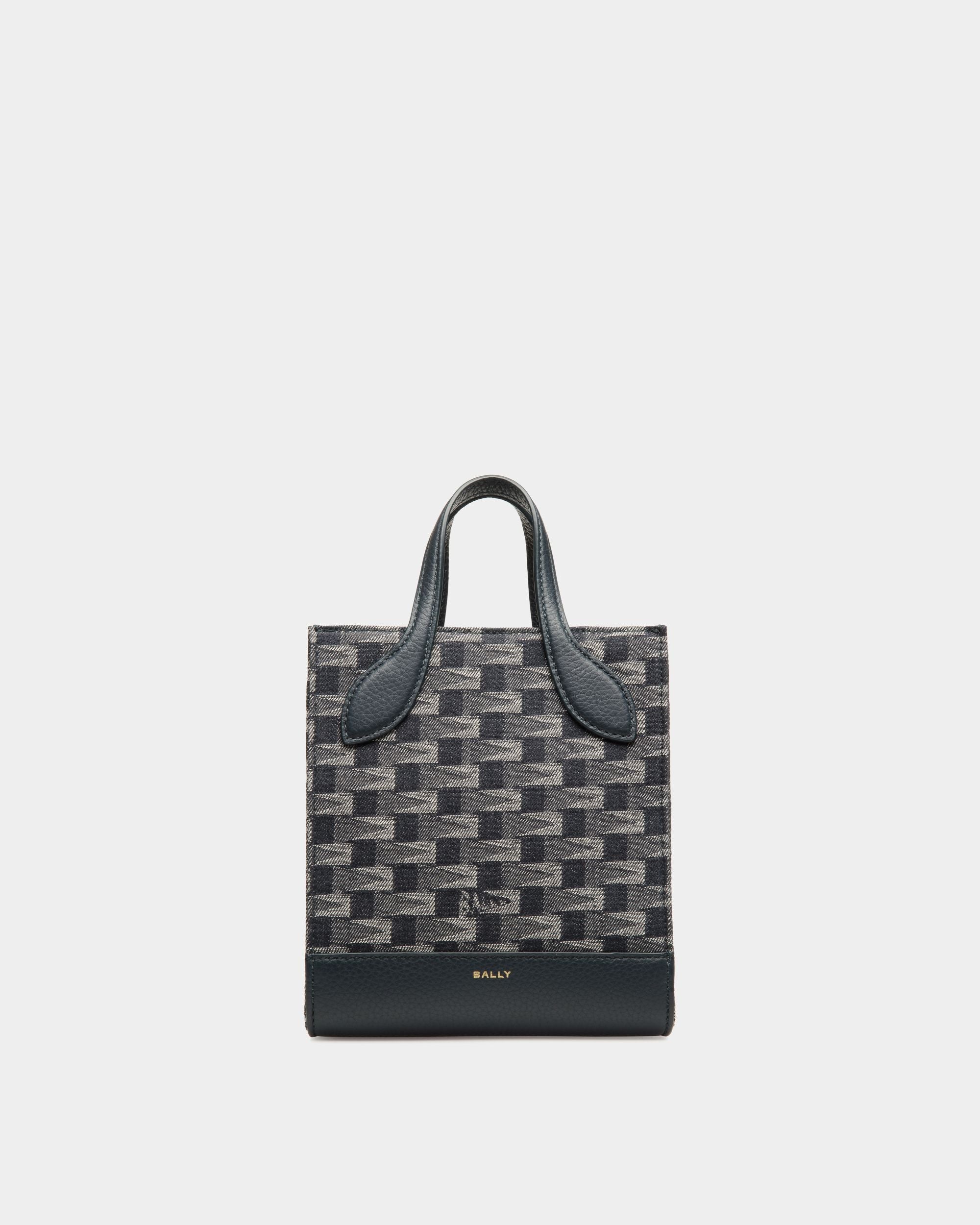 Bally Global - Bar Mini Tote Bag in Pennant Motif Denim - Bleu
