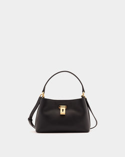 Lock Me Minibag in Black Grained Leather