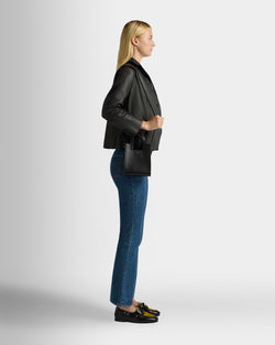 Easy Bally Small Tote Bag in Black Leather