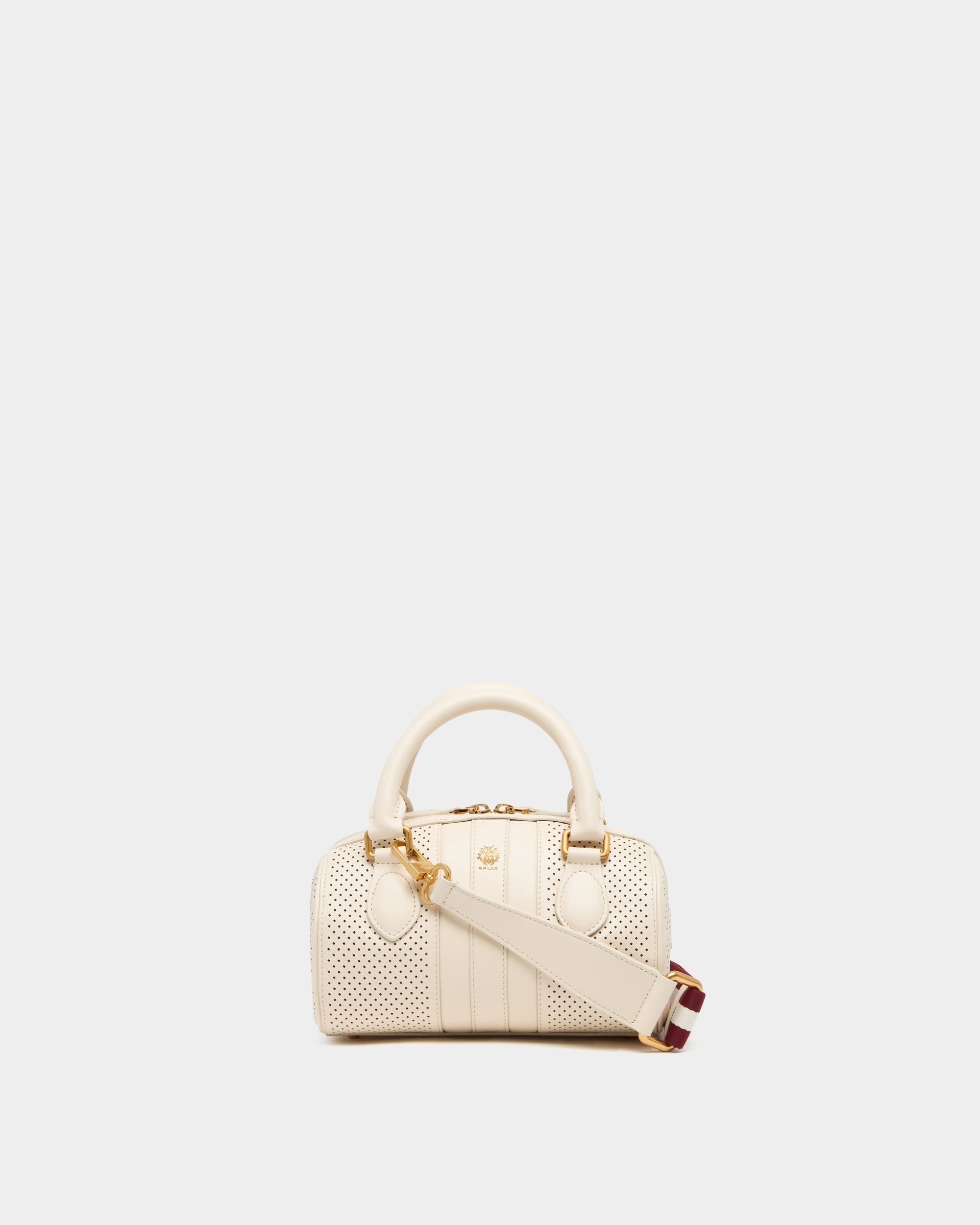 Bally Global - Mini-sac de la collection Tennis en cuir perforé ivoire - Blanc