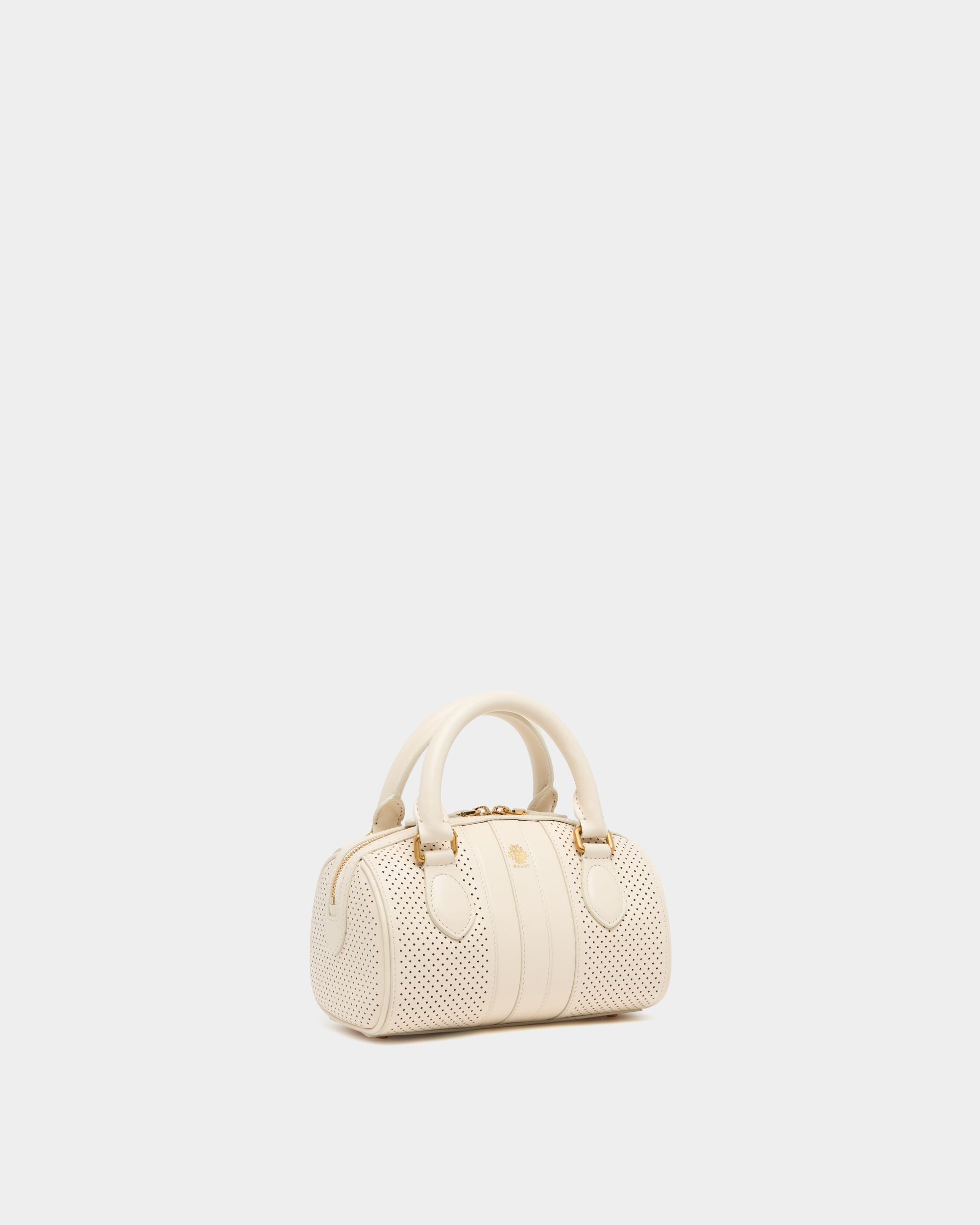 Bally Global - Mini-sac de la collection Tennis en cuir perforé ivoire - Blanc