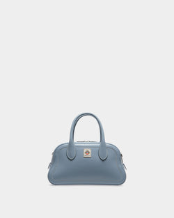 Unda Top Handle Bag in Light Blue Grained Leather