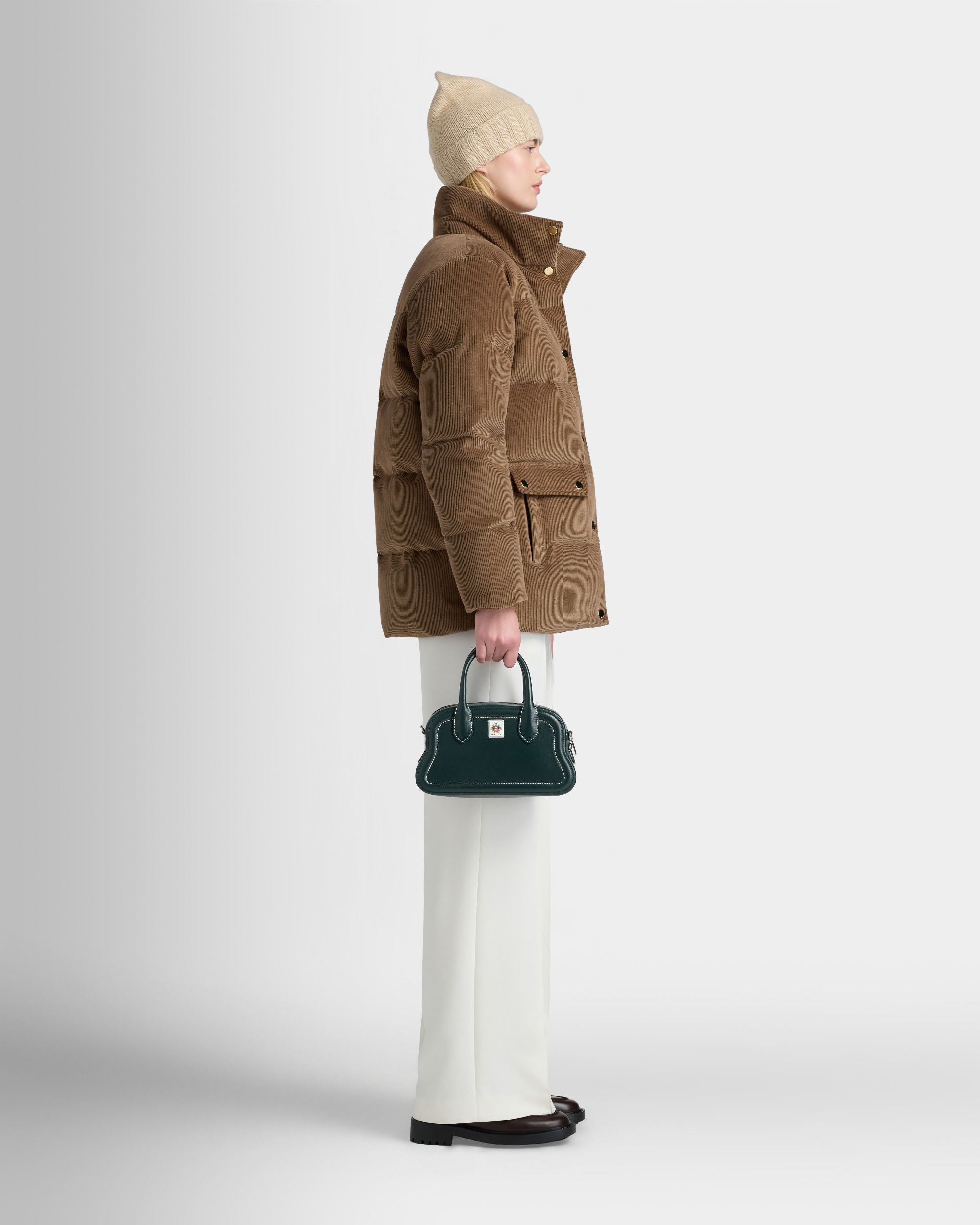 Bally Global - Unda Top Handle Bag in Marble Green Grained Leather - Green