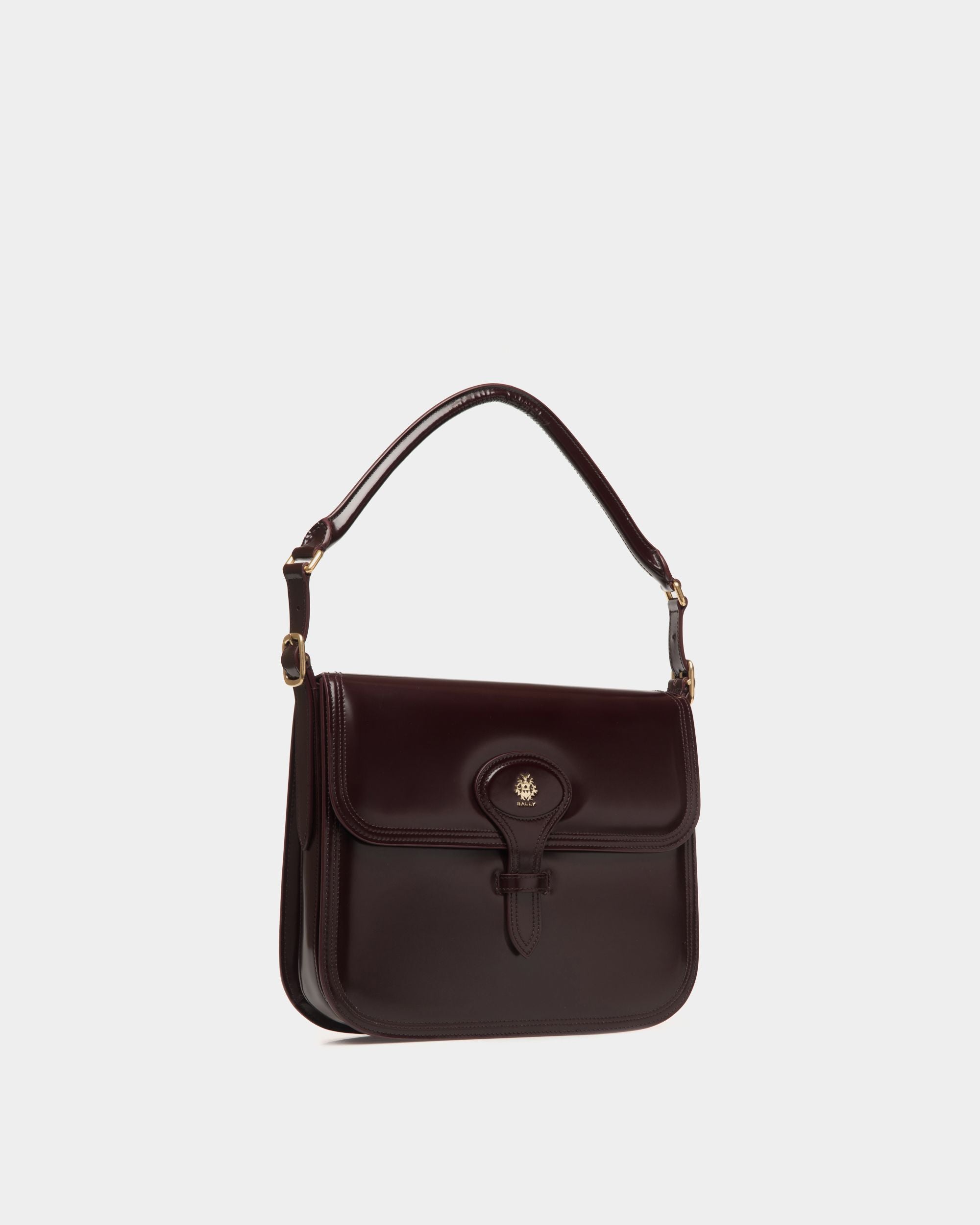 Bally Global - Beckett Shoulder Bag In Deep Burgundy Brushed Leather - Burdeos