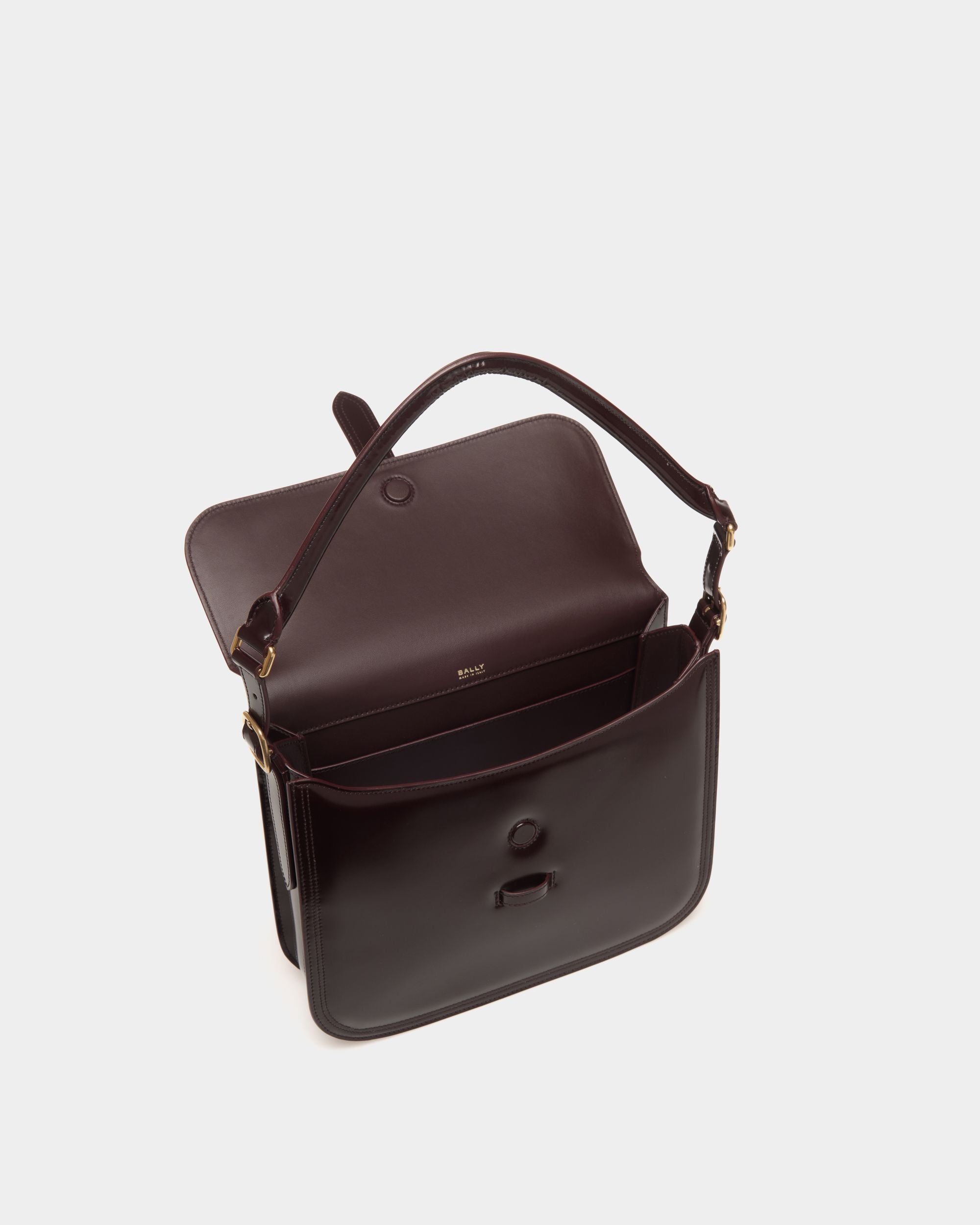 Bally Global - Beckett Shoulder Bag In Deep Burgundy Brushed Leather - Burdeos