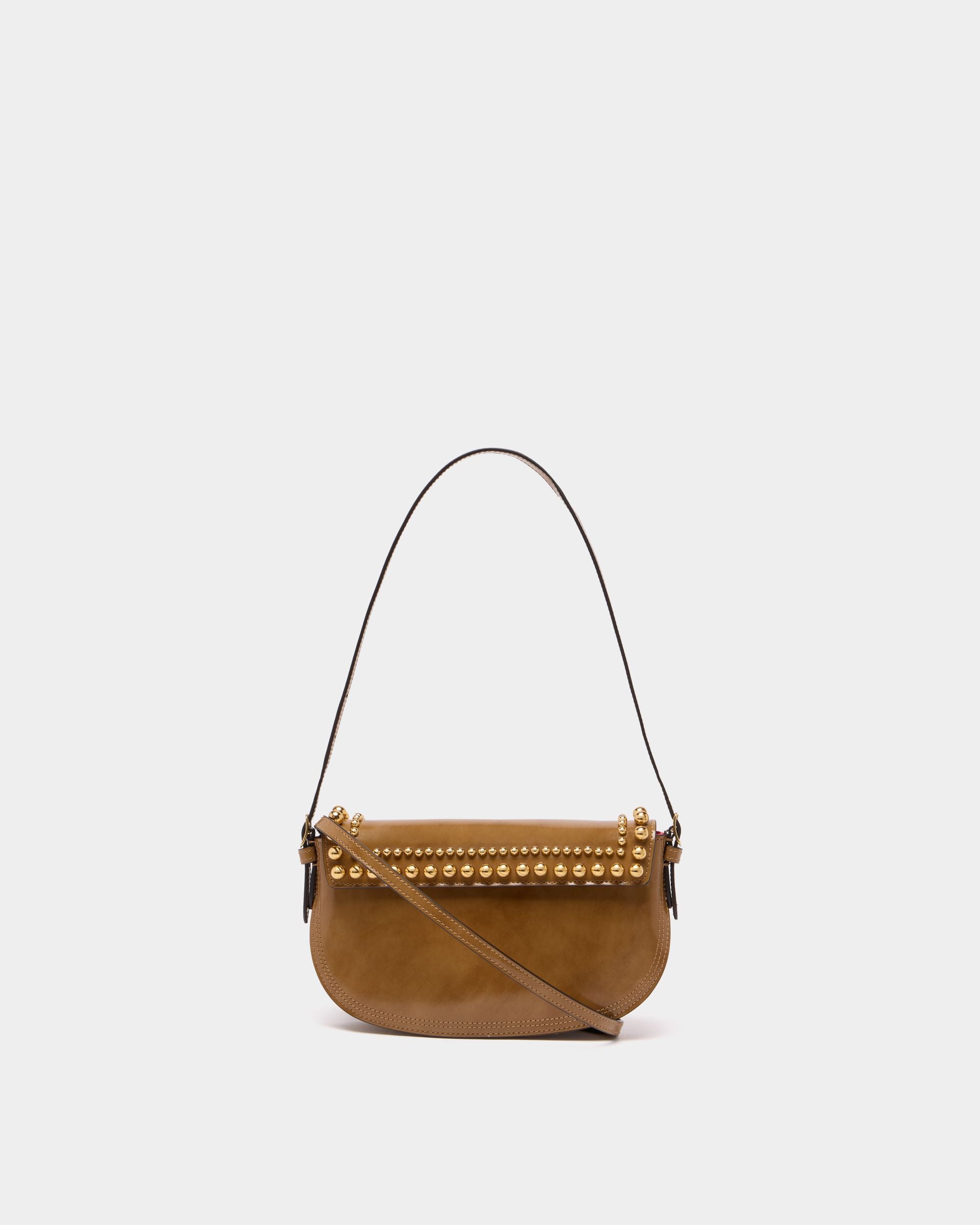 Bally Global - Beckett Small Shoulder Bag in Beige Brushed Leather With Studs - Beige