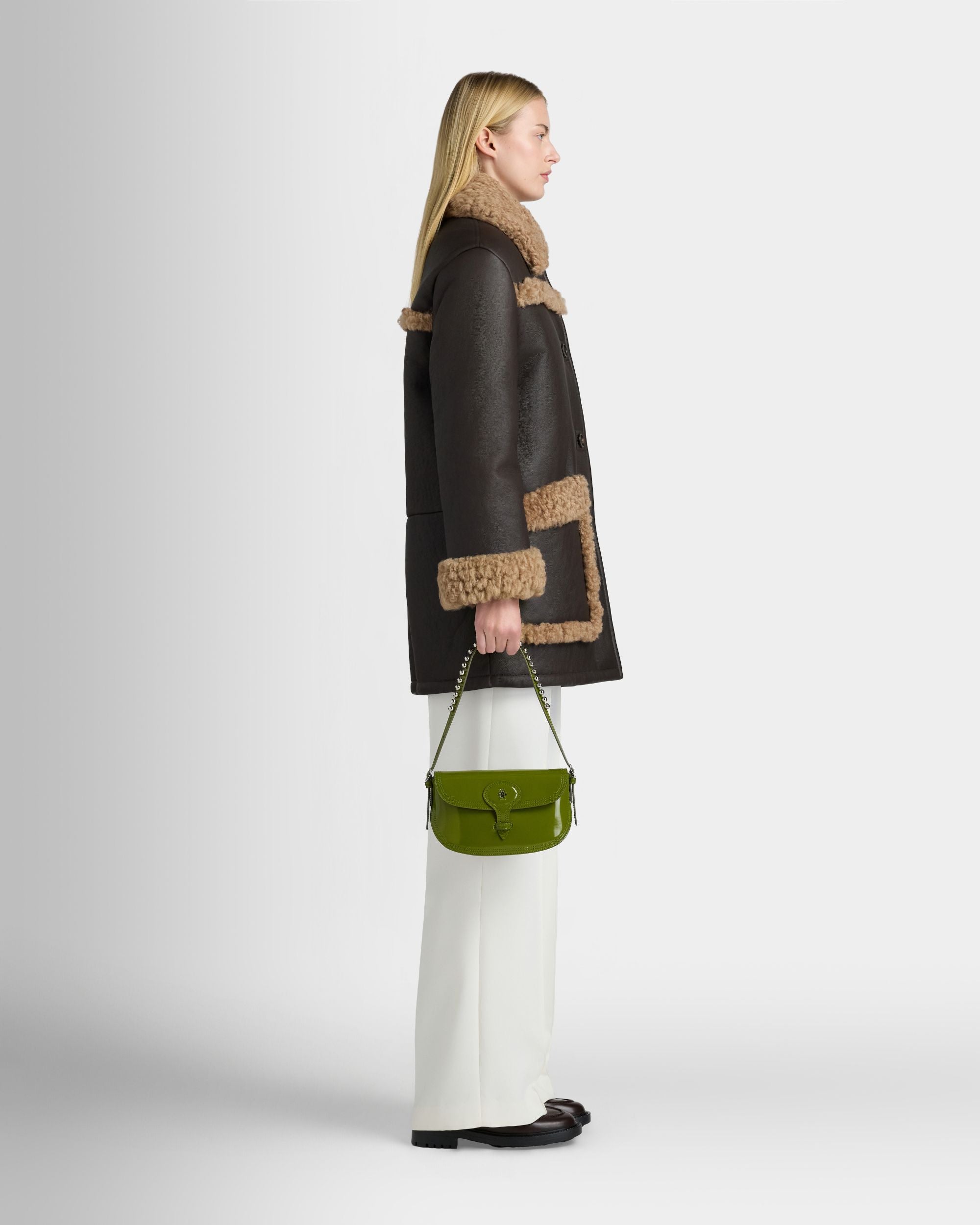 Bally Global - Beckett Small Shoulder Bag in Matcha Green Brushed Leather - Green