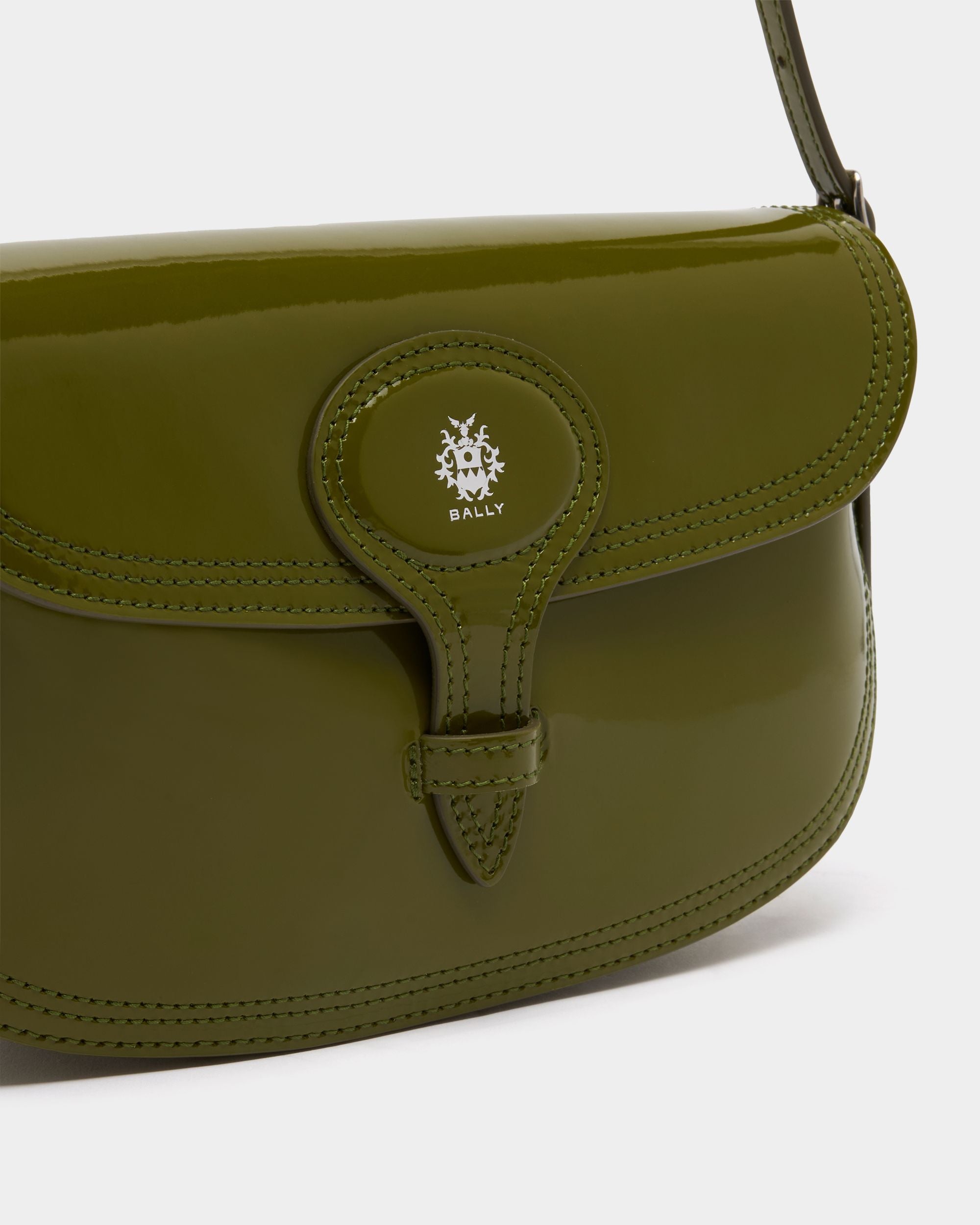 Bally Global - Beckett Small Shoulder Bag in Matcha Green Brushed Leather - Green