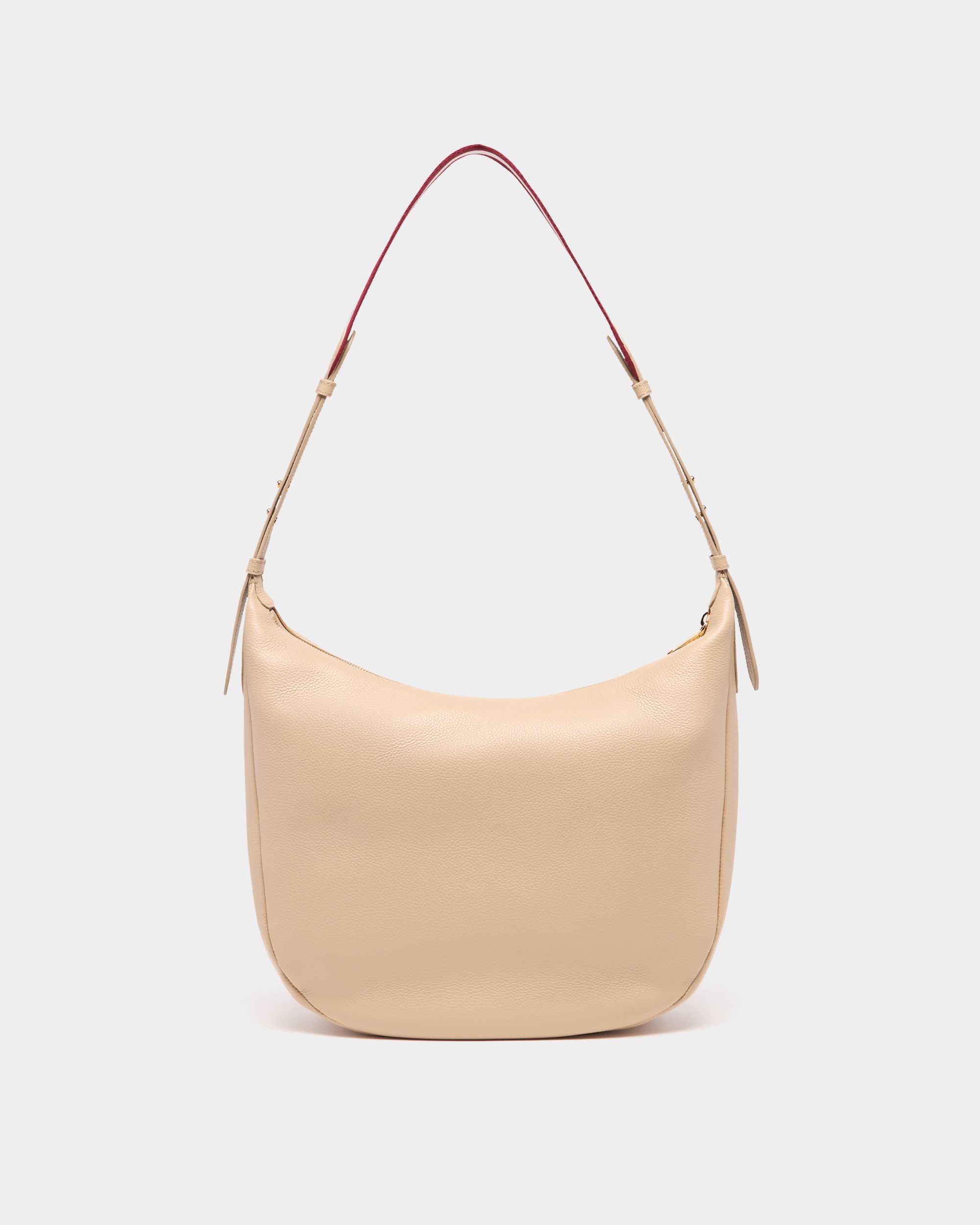 Bally Global - Hera Hobo Bag in Light Beige Grained Leather - Beige
