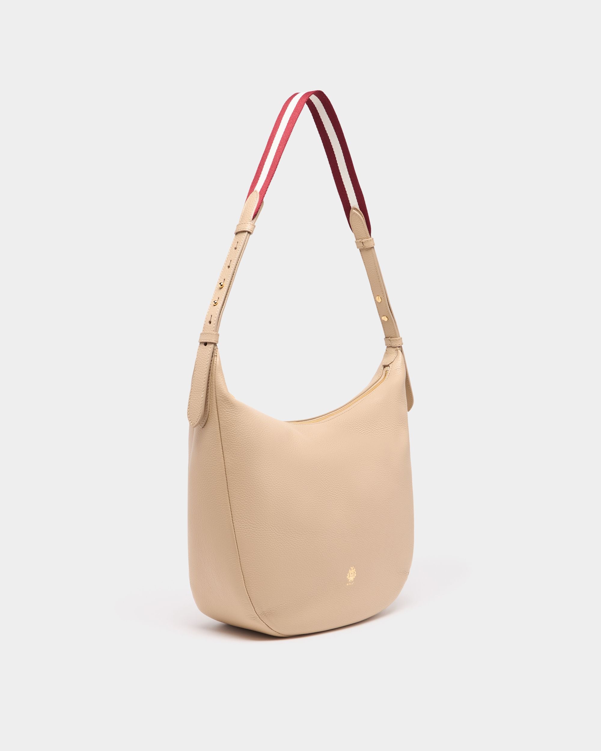 Bally Global - Hera Hobo Bag in Light Beige Grained Leather - Beige