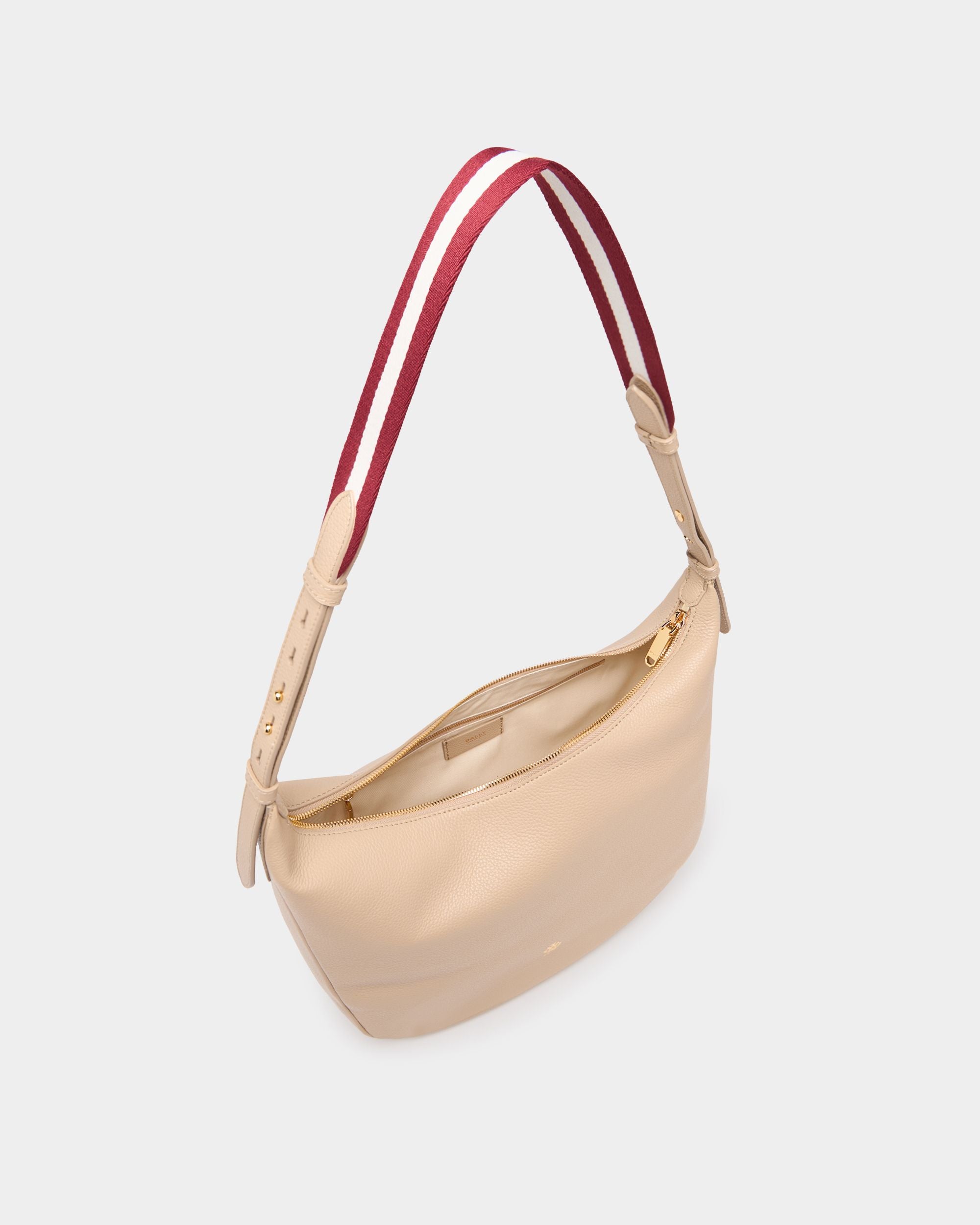 Bally Global - Hera Hobo Bag in Light Beige Grained Leather - Beige