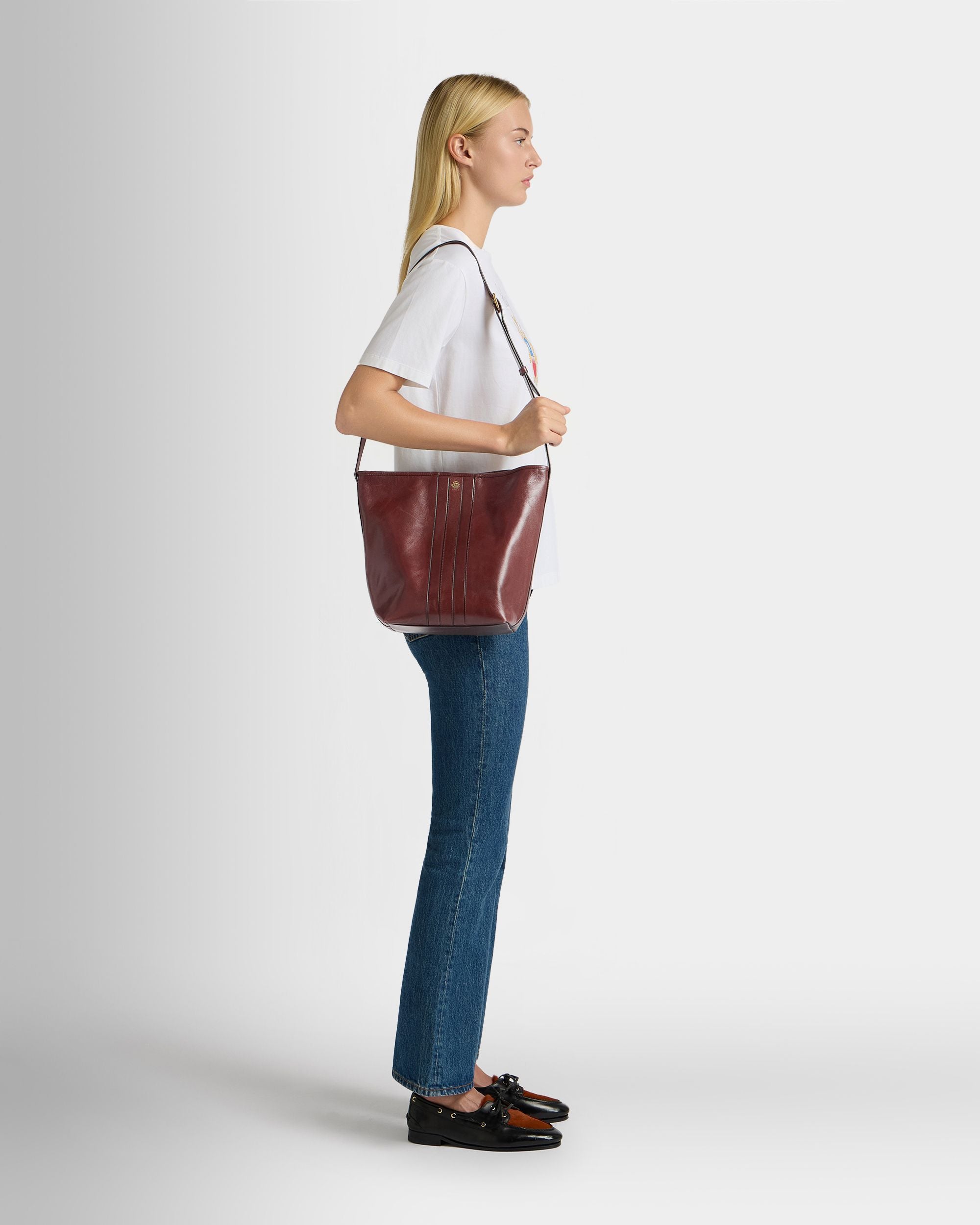 Bally Global - Signature Bucket Bag in Ruby Red Leather - Red