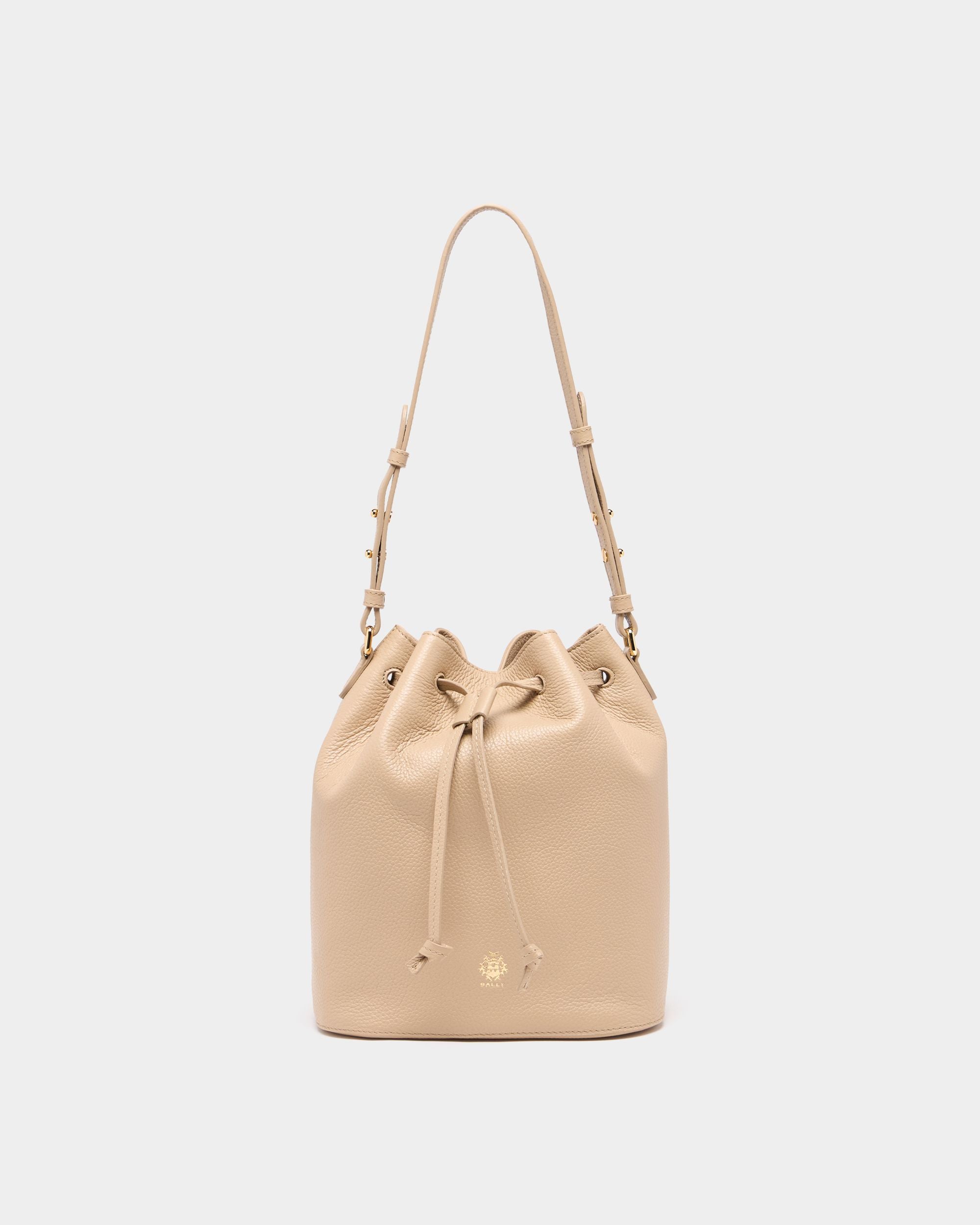 Bally Global - Hera Bucket Bag in Light Beige Grained Leather - Beige