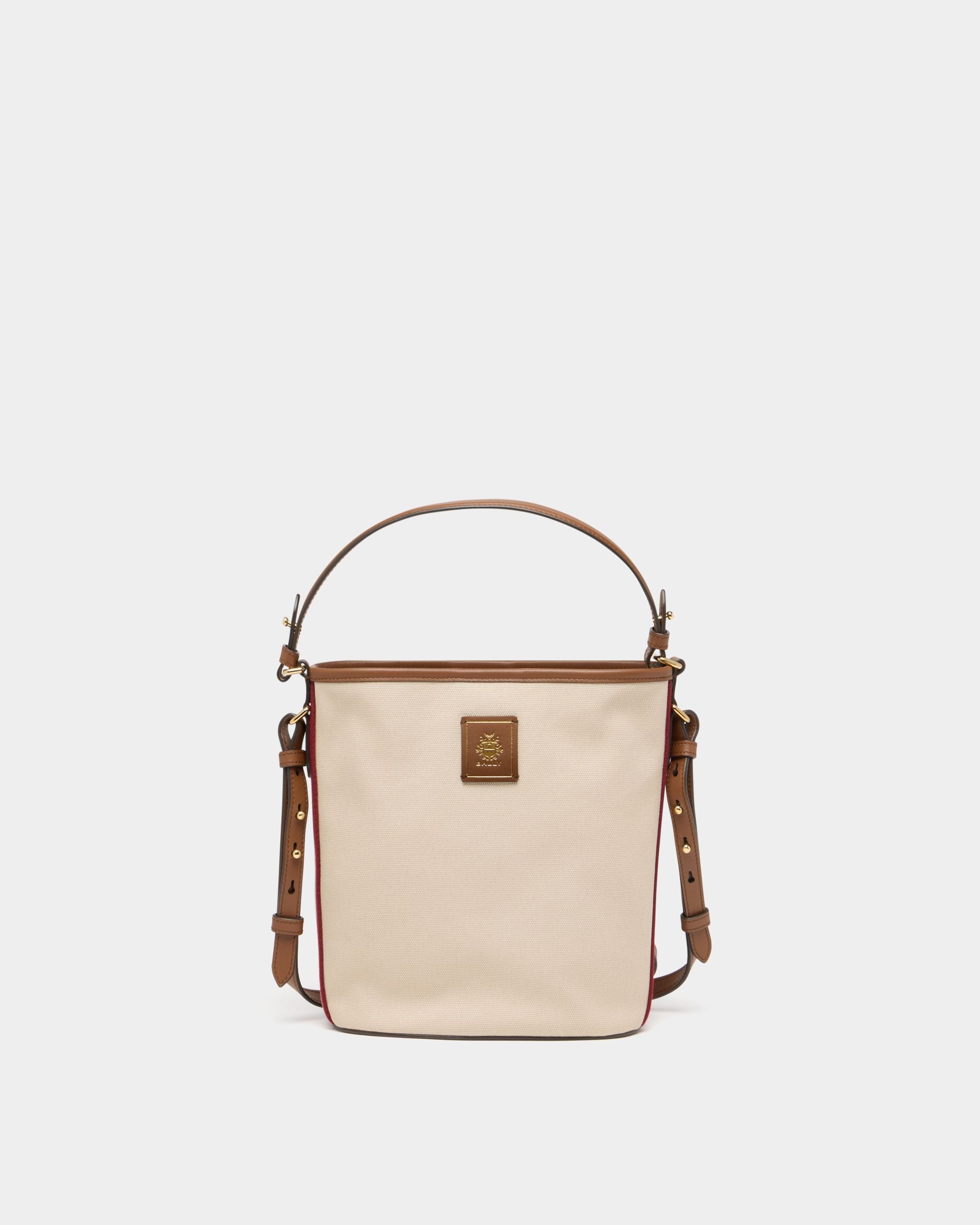 Bally Global - Beuteltasche Edelbliss aus naturfarbenem Canvas mit Bally-Ribbon-Detail - White