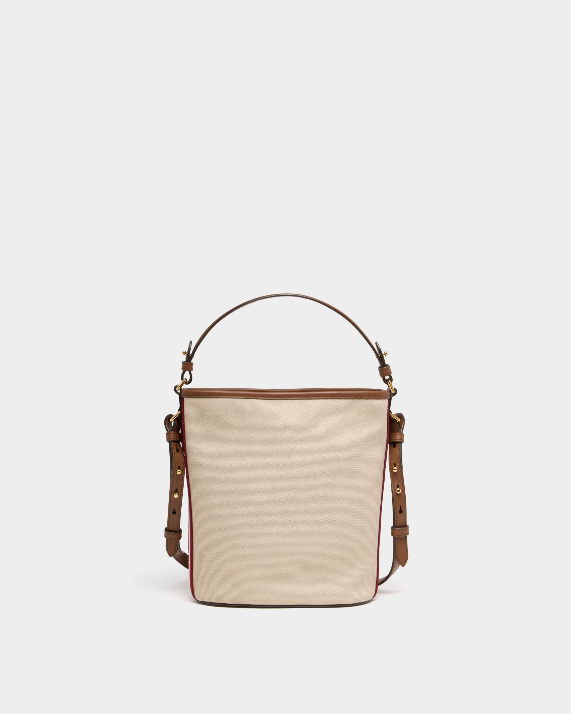 Bally Global - Beuteltasche Edelbliss aus naturfarbenem Canvas mit Bally-Ribbon-Detail - White