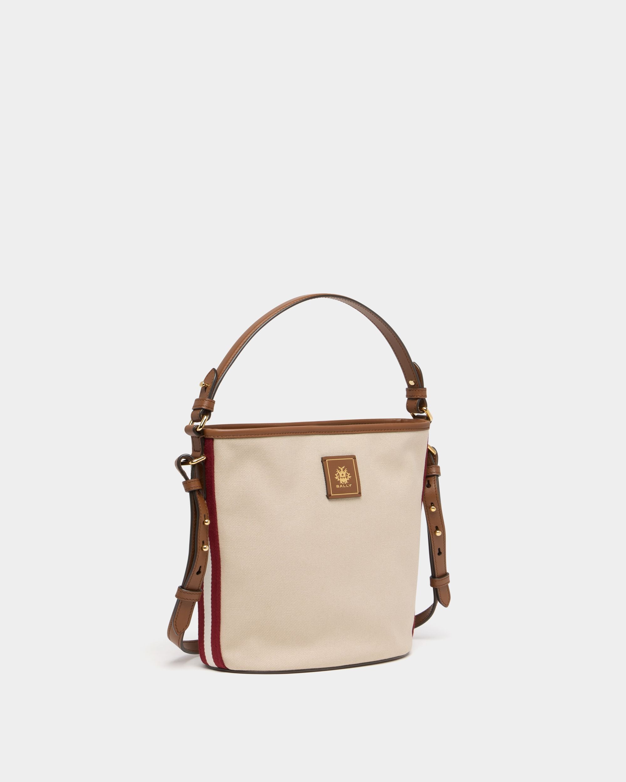 Bally Global - Beuteltasche Edelbliss aus naturfarbenem Canvas mit Bally-Ribbon-Detail - White